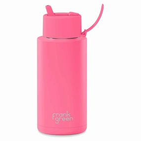 1L 'Bubblegum Blast' Stainless Steel Ceramic Reusable Flip Straw Lid Water Bottle