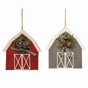 *Barn w/Wreath Ornament 2 Asstd.