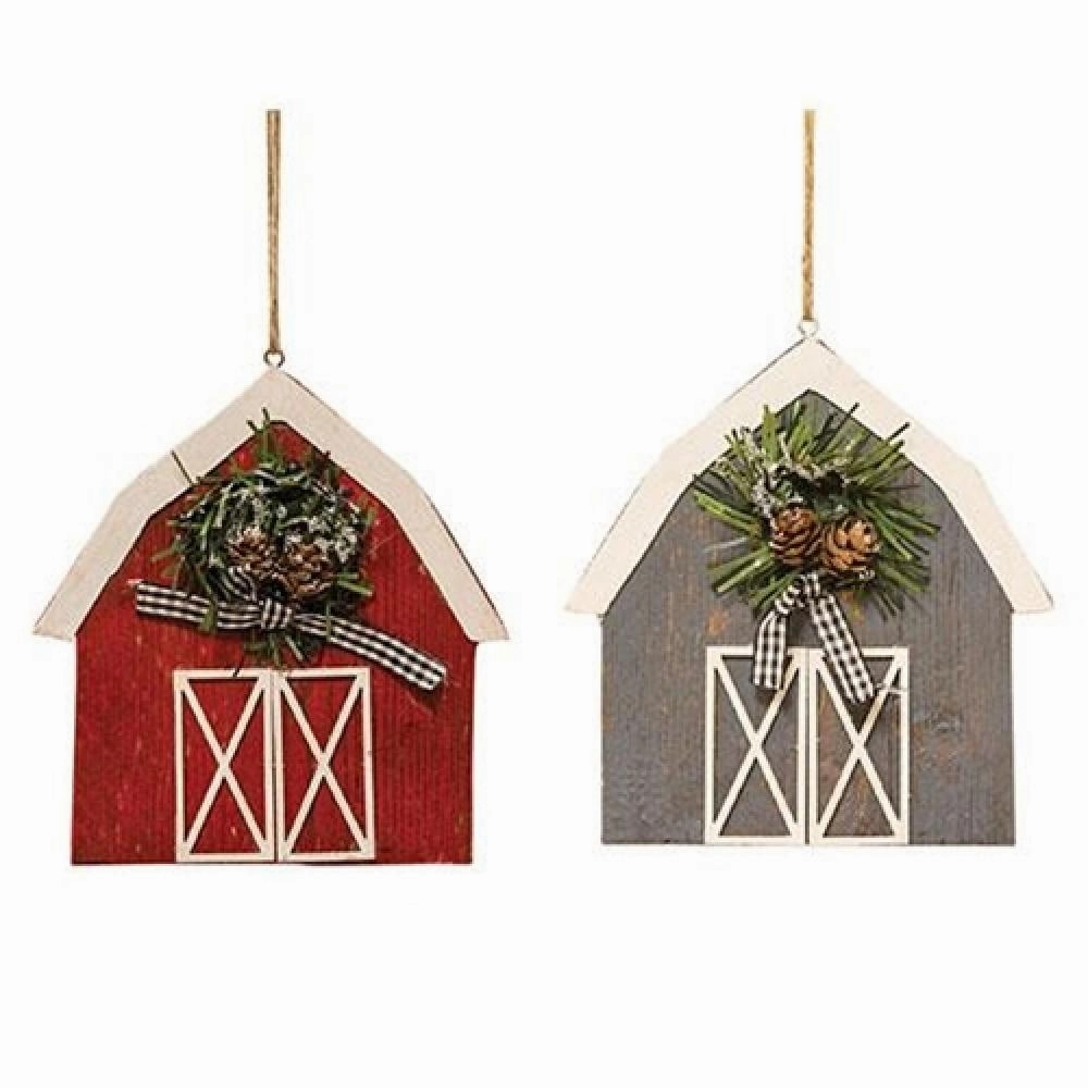 *Barn w/Wreath Ornament 2 Asstd.