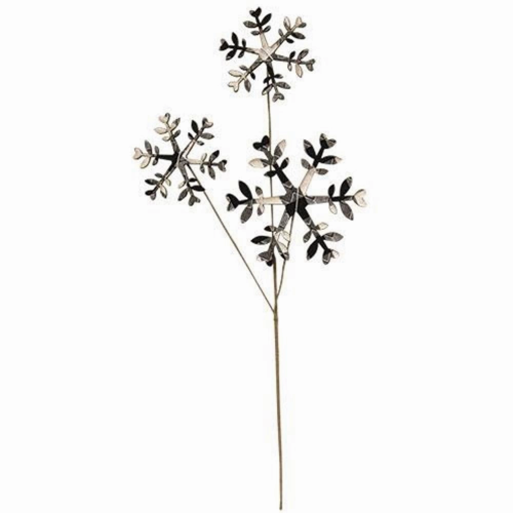 *Black & White Plaid Snowflake Pick 14"