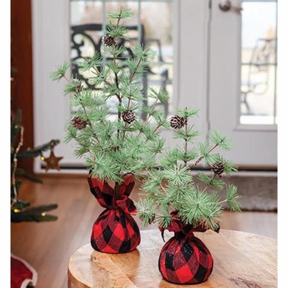 *Buffalo Check Sparkle Pine Tree 18"