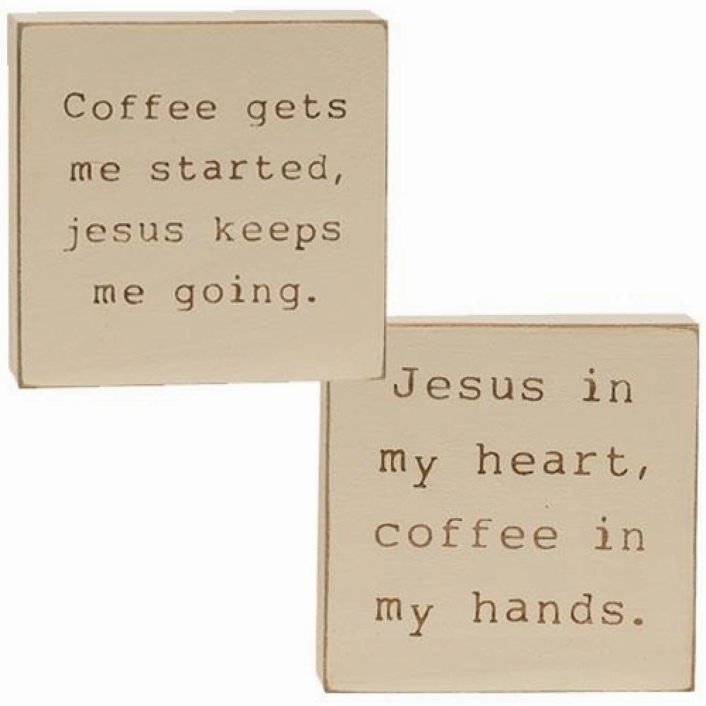 *Coffee & Jesus Engraved Block 2 Asstd.