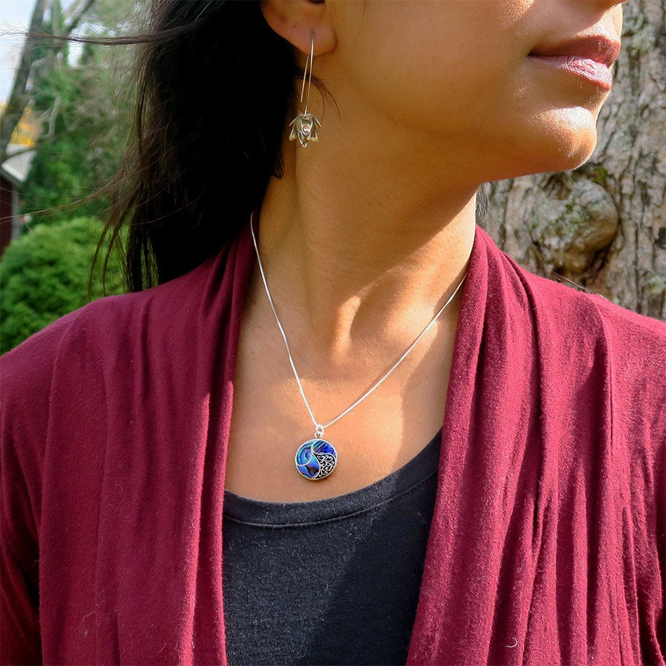 Abalone Filigree Necklace - Brass, Indonesia