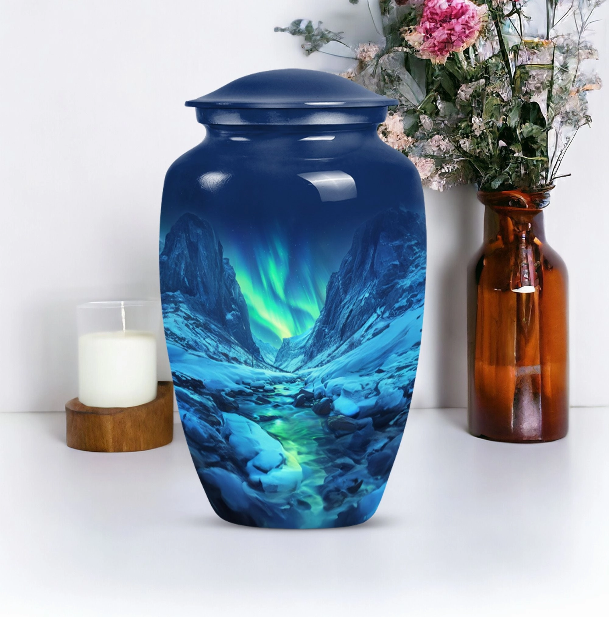 Aurora Borealis Eternity: Cremation Urn for Men