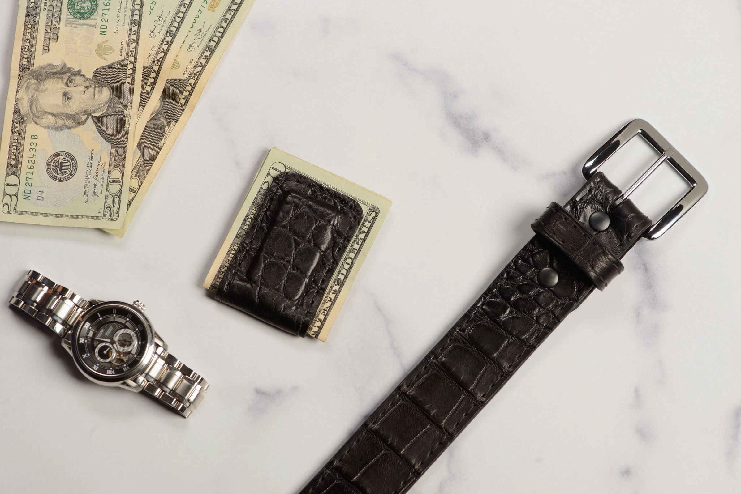 Black Alligator Men's Magnetic Money Clip