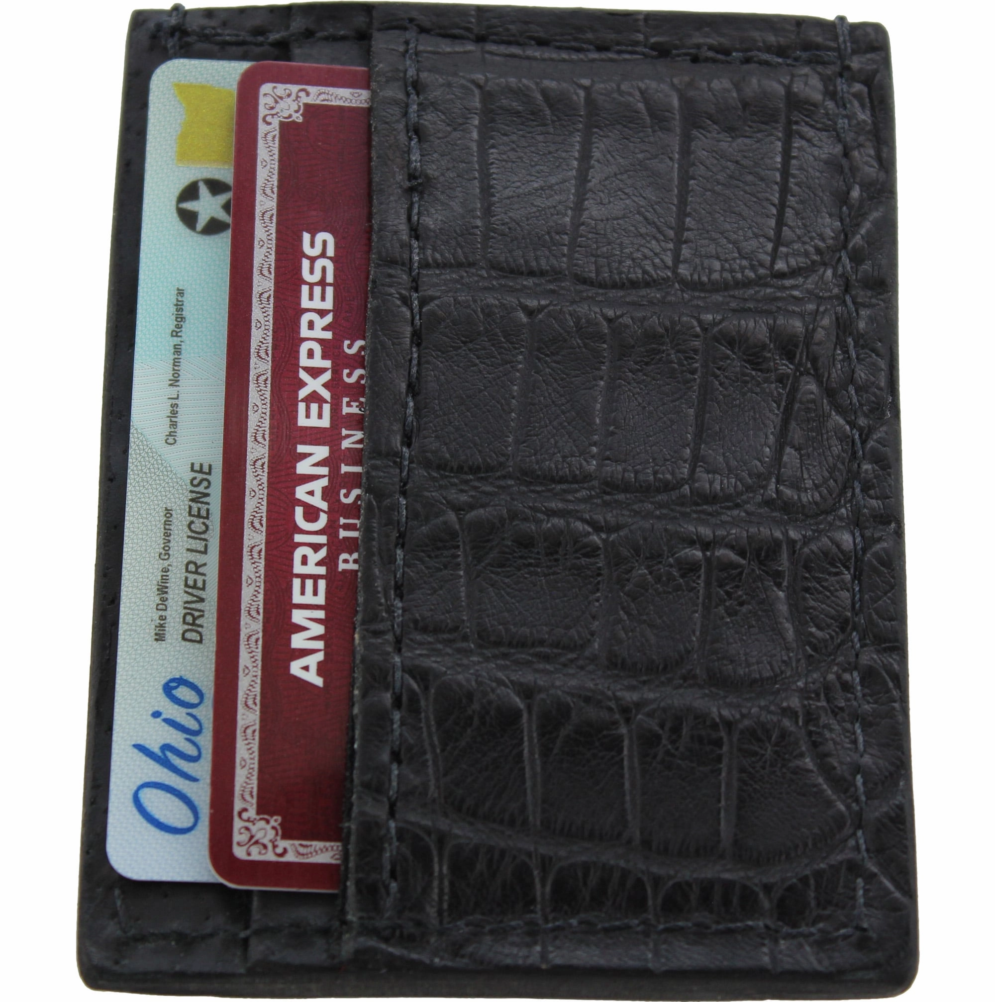 Black Alligator Money Clip Wallet With Credit Card Slots