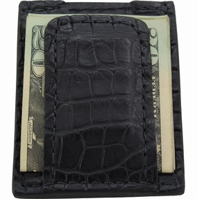 Black Alligator Money Clip Wallet With Credit Card Slots