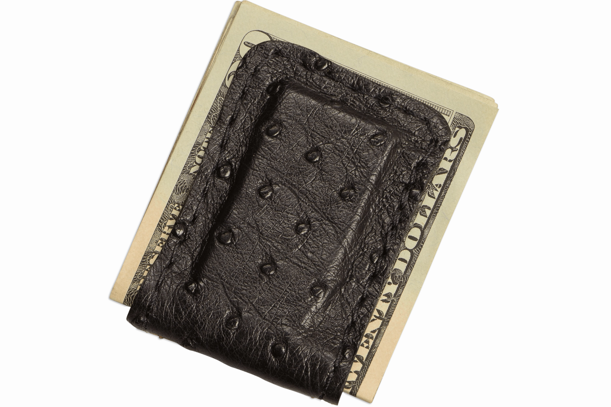 Black Ostrich Men's Magnetic Money Clip