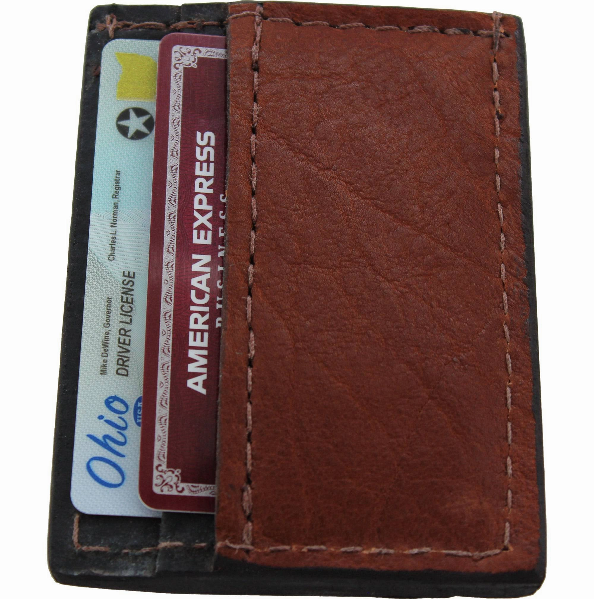Brown American Bison Money Clip Wallet With Credit Card Slots