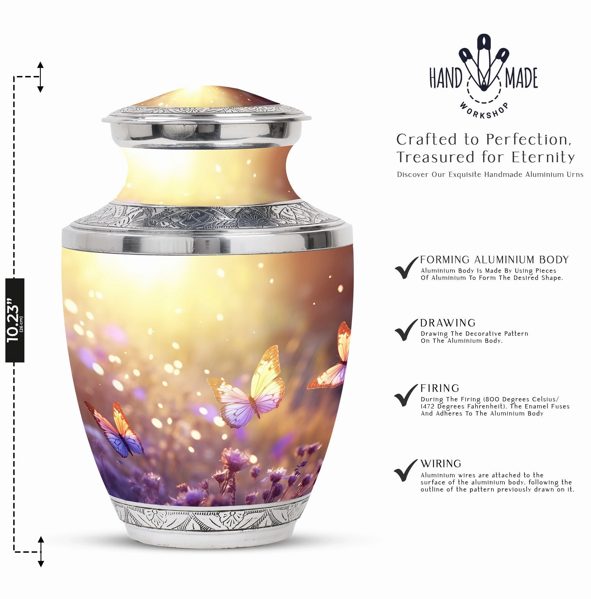 Butterflies Fly Morning: Adult Memorial Funeral Urn for Human Ashes