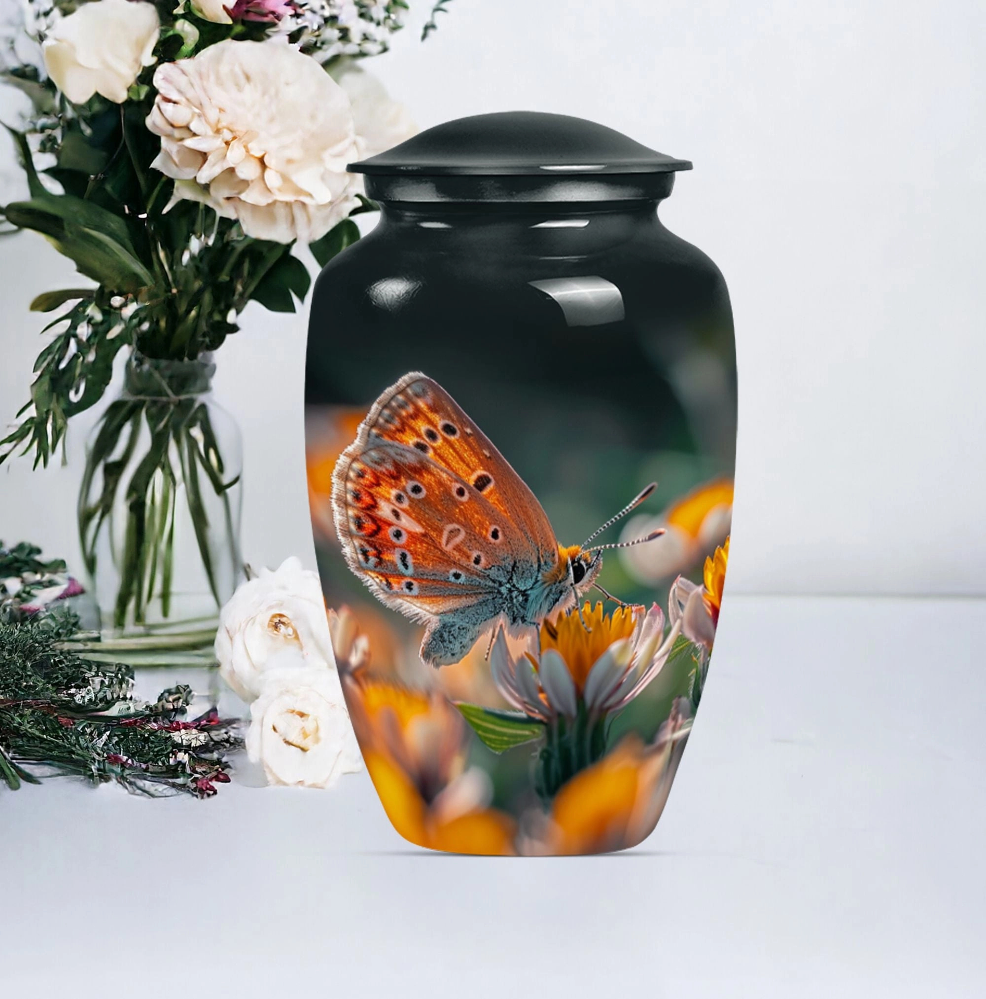 Butterfly Serenity: Tribute to Lost Ones Memorial Urn For Ashes