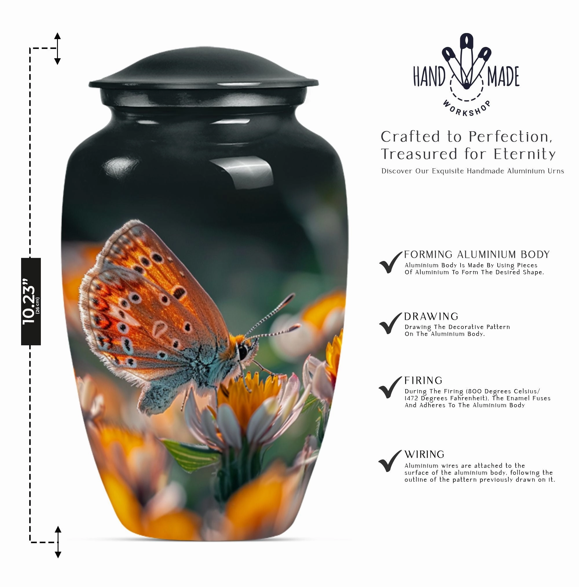 Butterfly Serenity: Tribute to Lost Ones Memorial Urn For Ashes