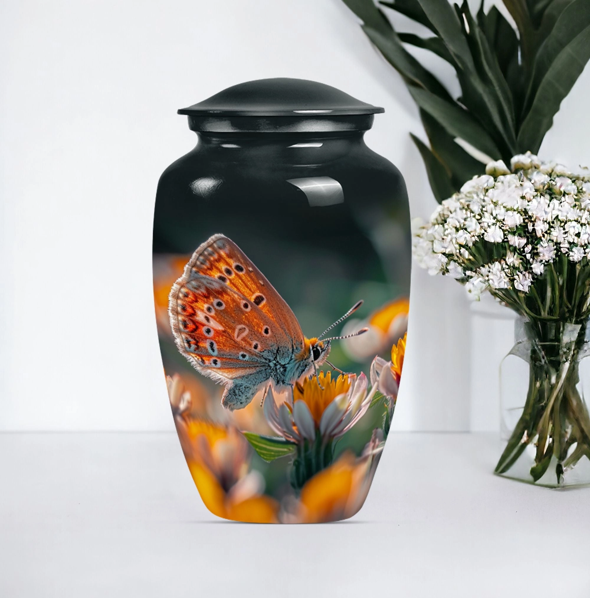 Butterfly Serenity: Tribute to Lost Ones Memorial Urn For Ashes