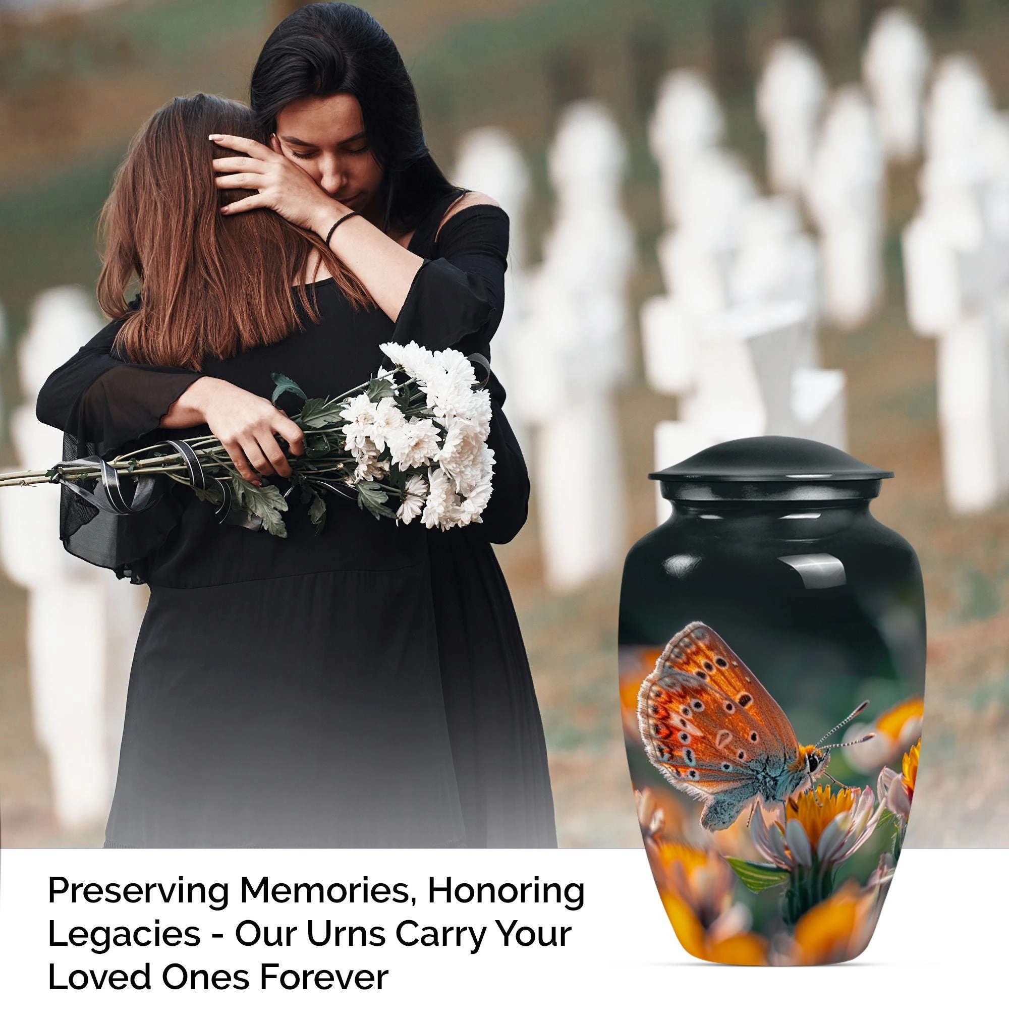Butterfly Serenity: Tribute to Lost Ones Memorial Urn For Ashes