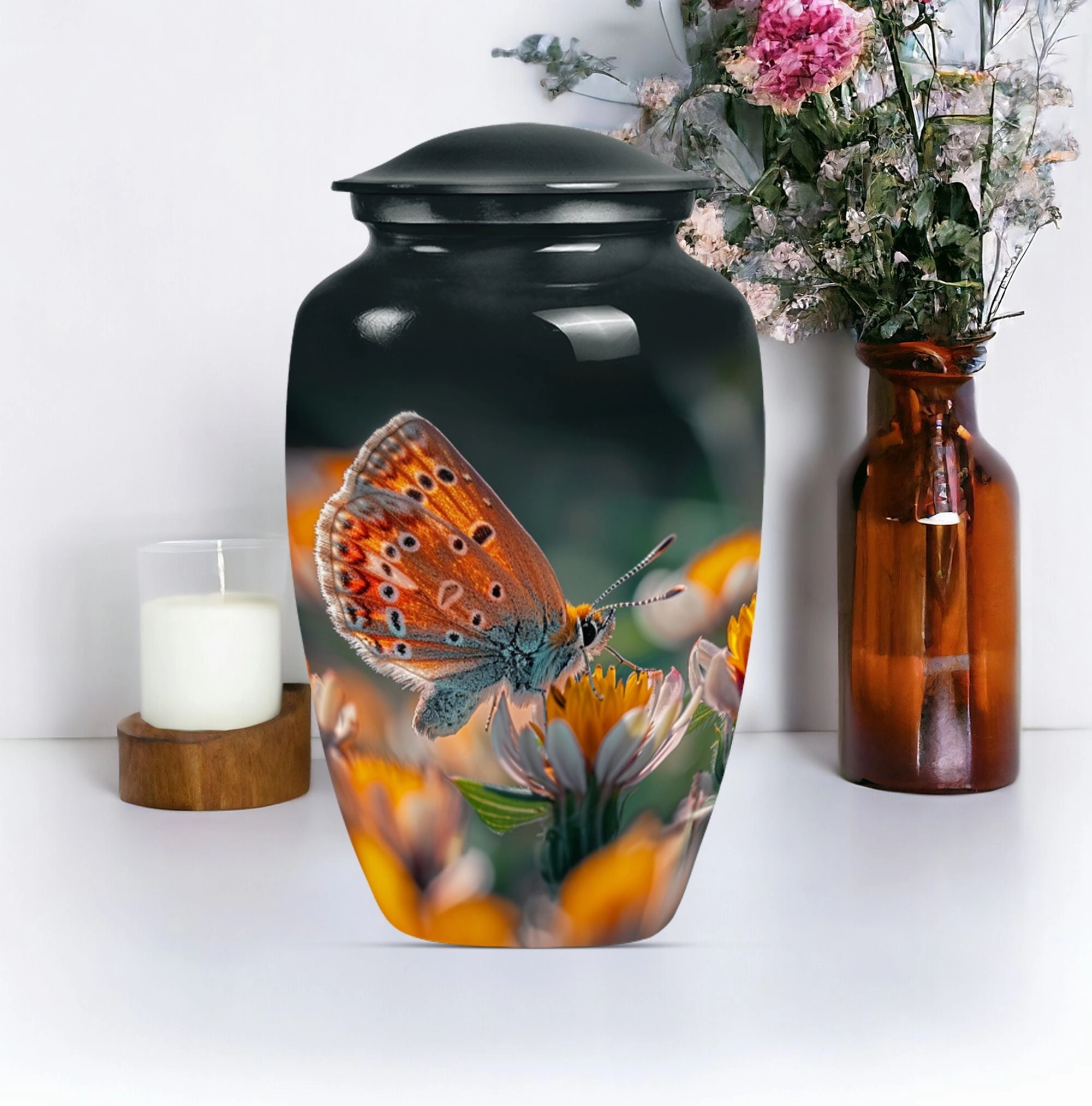 Butterfly Serenity: Tribute to Lost Ones Memorial Urn For Ashes