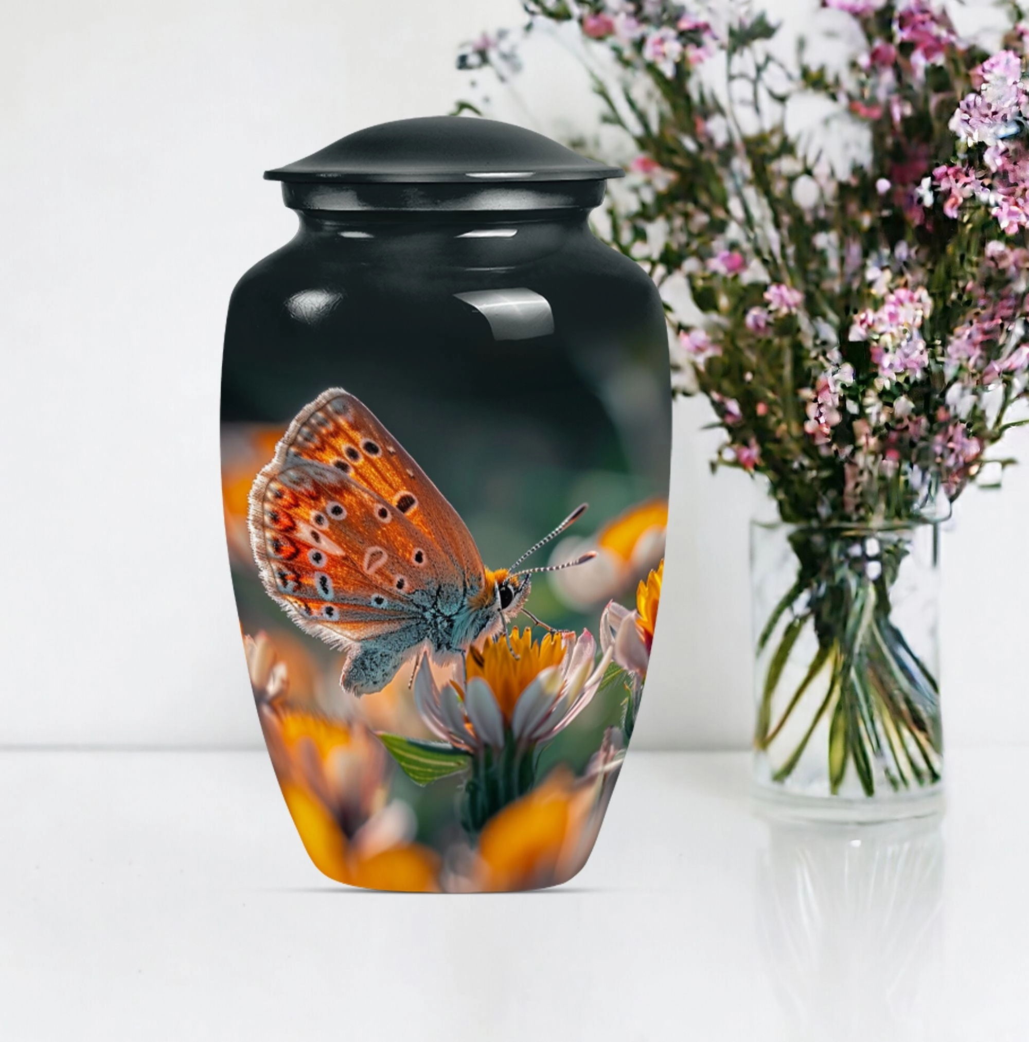 Butterfly Serenity: Tribute to Lost Ones Memorial Urn For Ashes