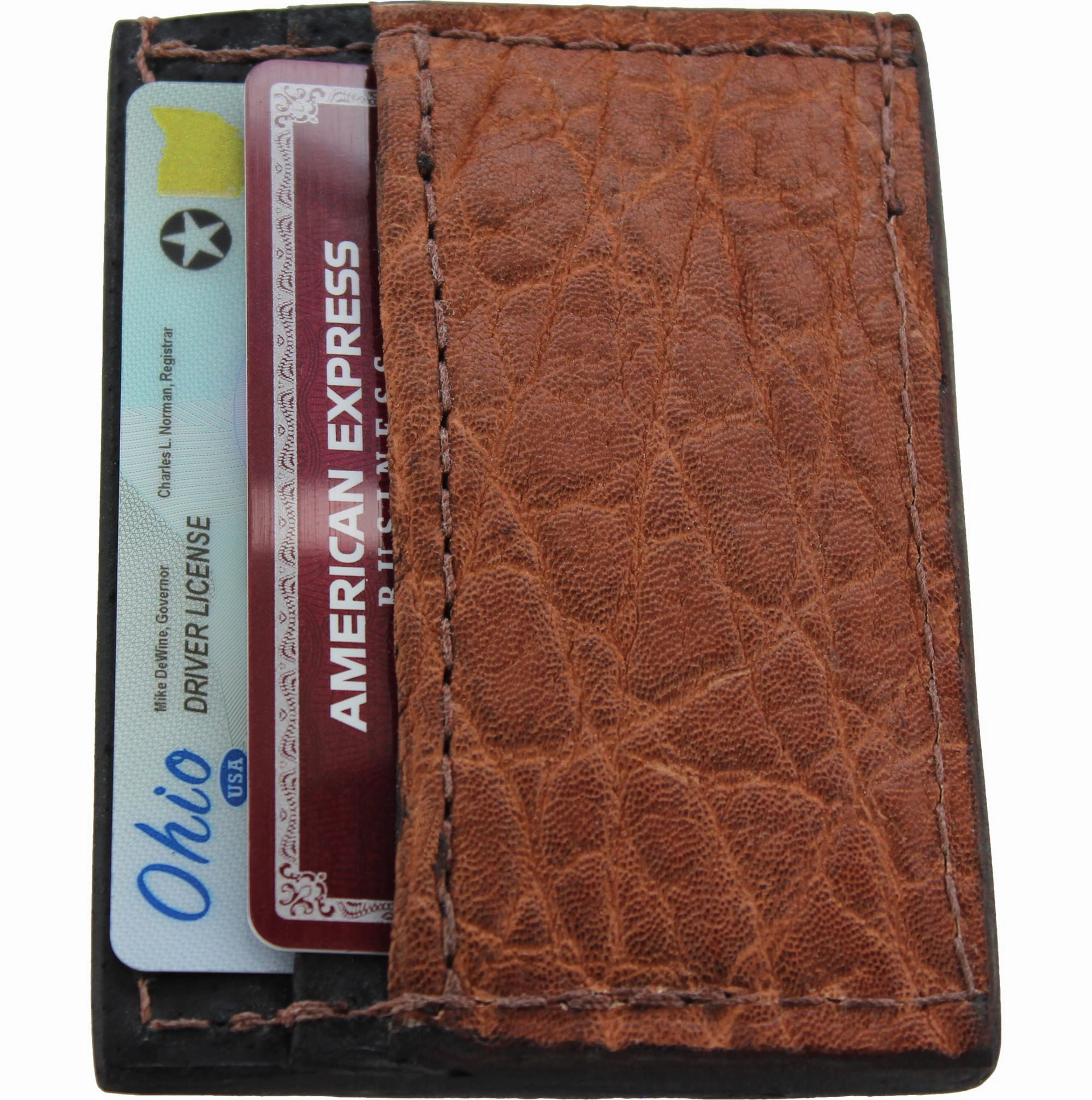 Caramel Brown Elephant Money Clip Wallet With Credit Card Slots