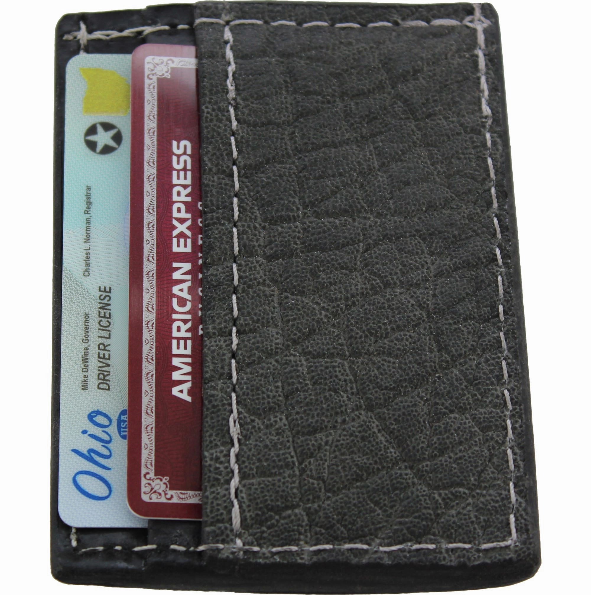 Charcoal Gray Elephant Money Clip Wallet With Credit Card Slots