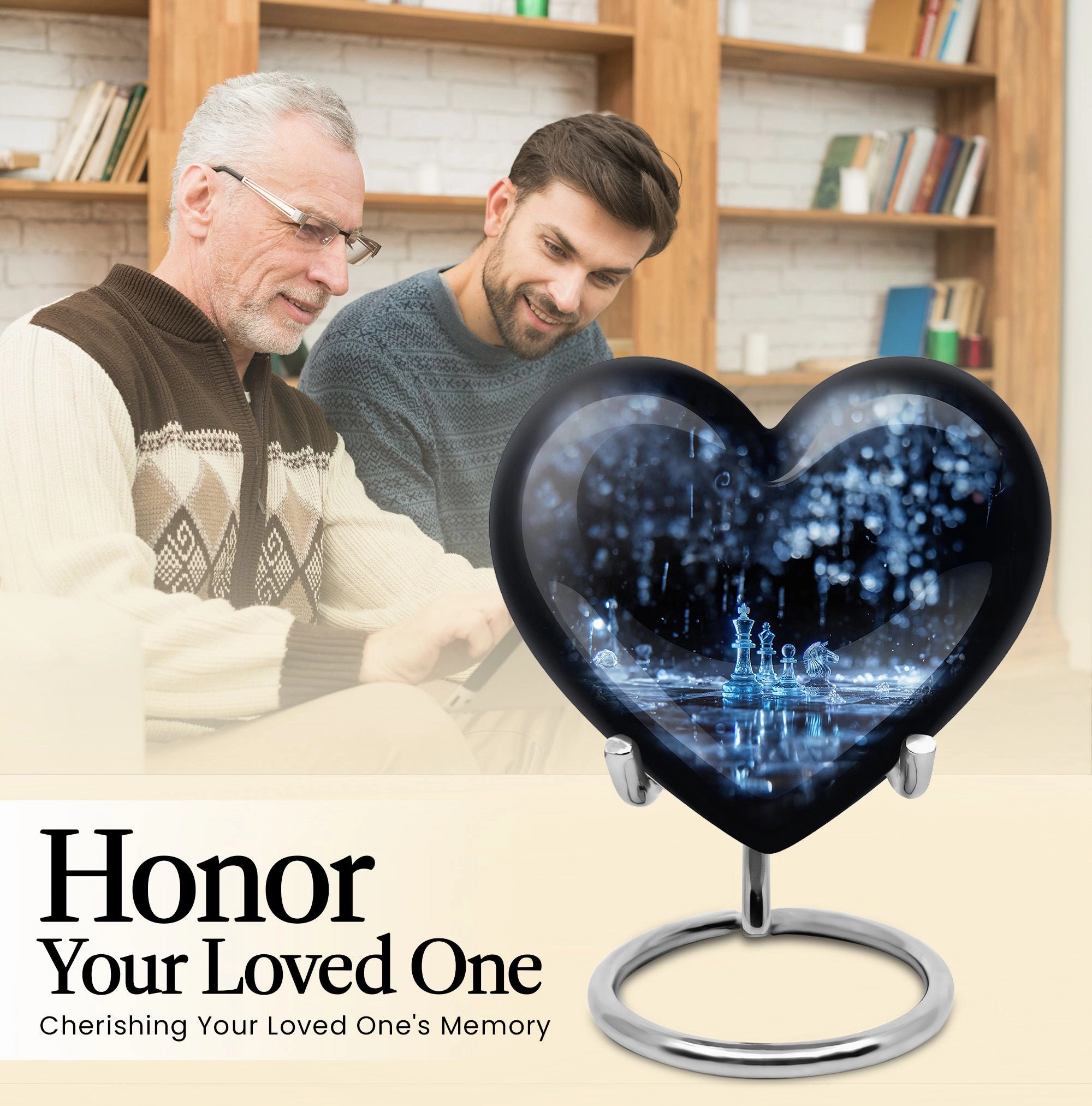 Chess-Themed Large Capacity Cremation Urn for Men
