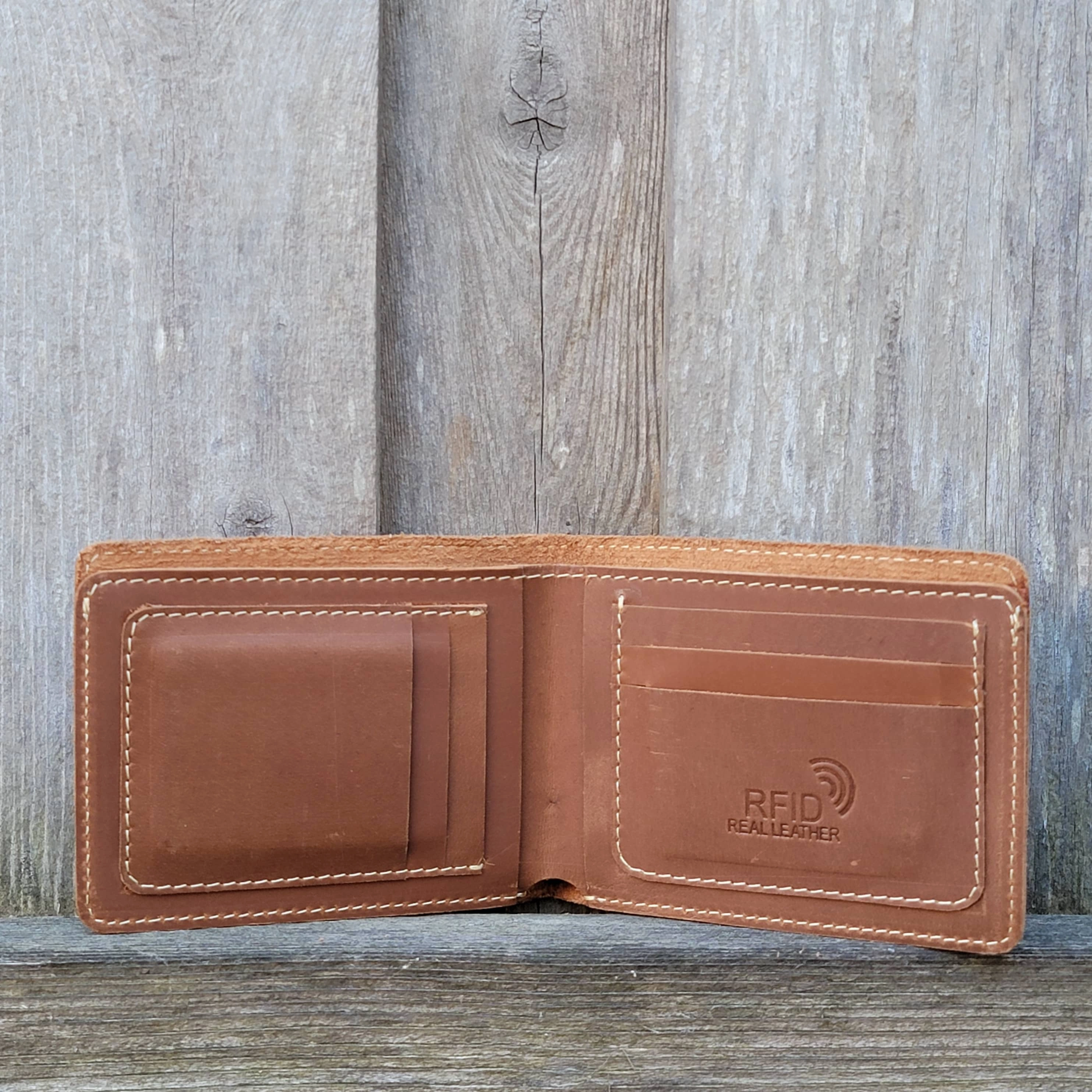 Cognac Full Grain Leather Minimalist Wallet