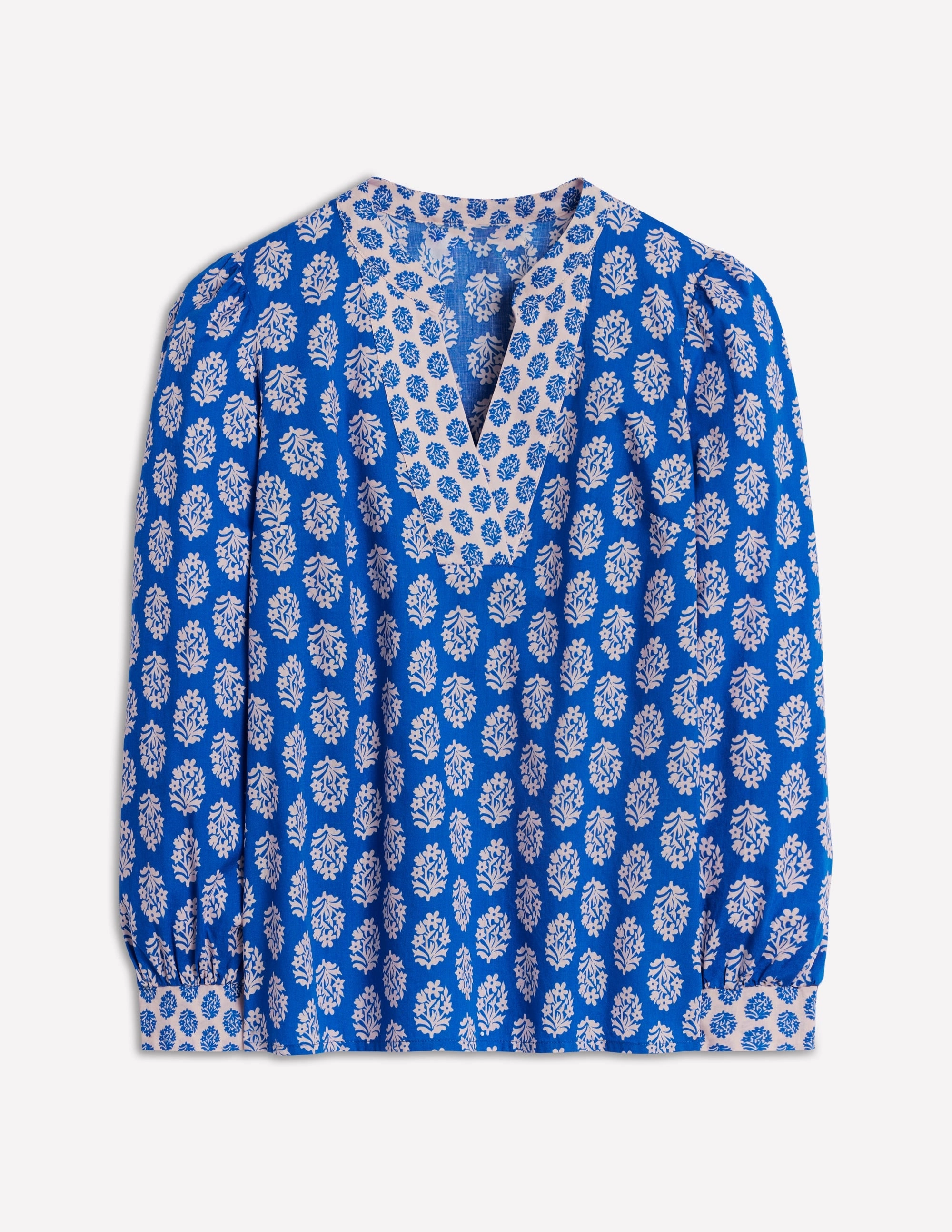 Cotton Notch Neck Top-Gallery Blue. Posey Stamp