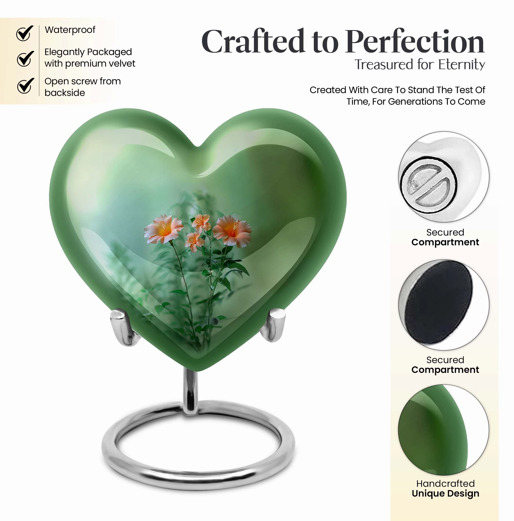 Cremation Flowers Urn - Large Funeral Urn for Men