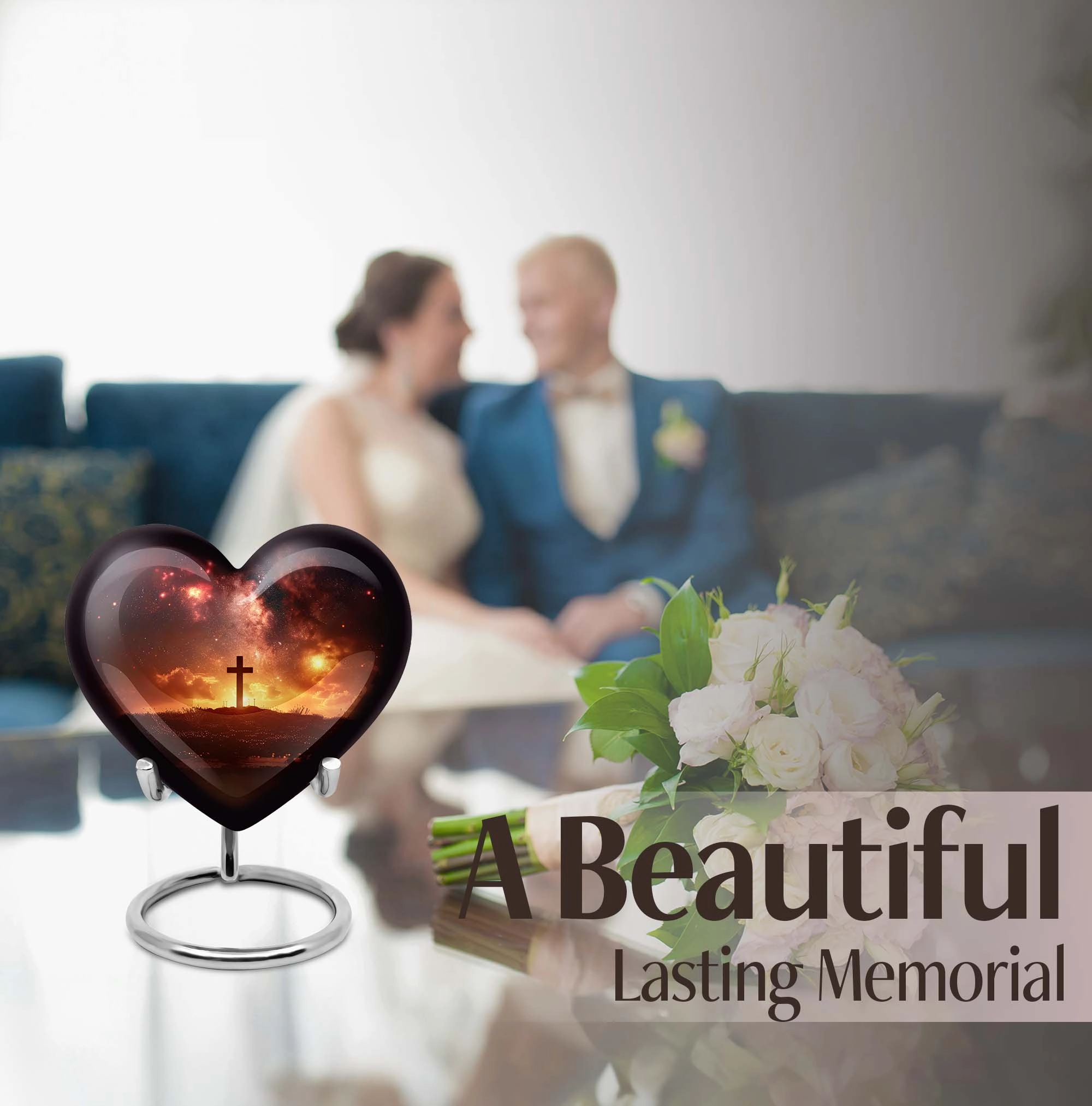 Cross Urn - Elegant Adult Funeral Memorial Urn for Female