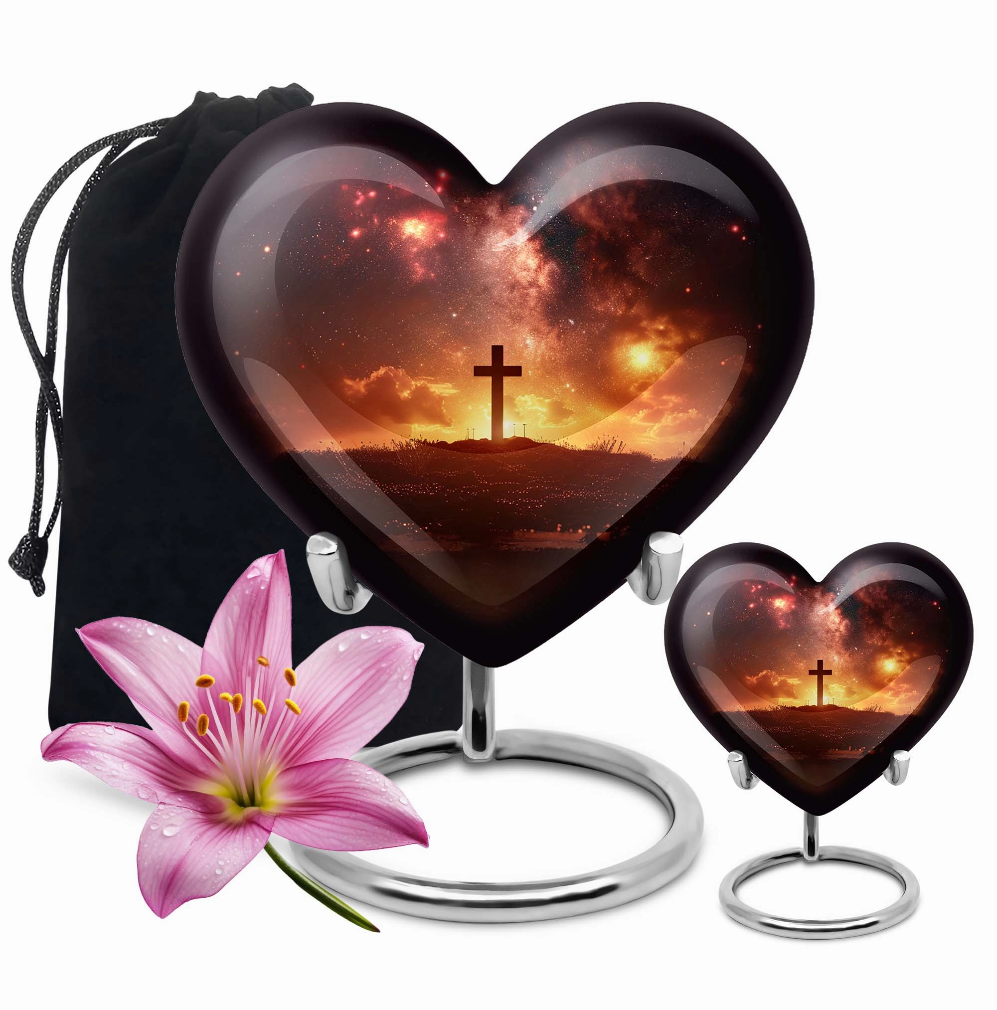 Cross Urn - Elegant Adult Funeral Memorial Urn for Female