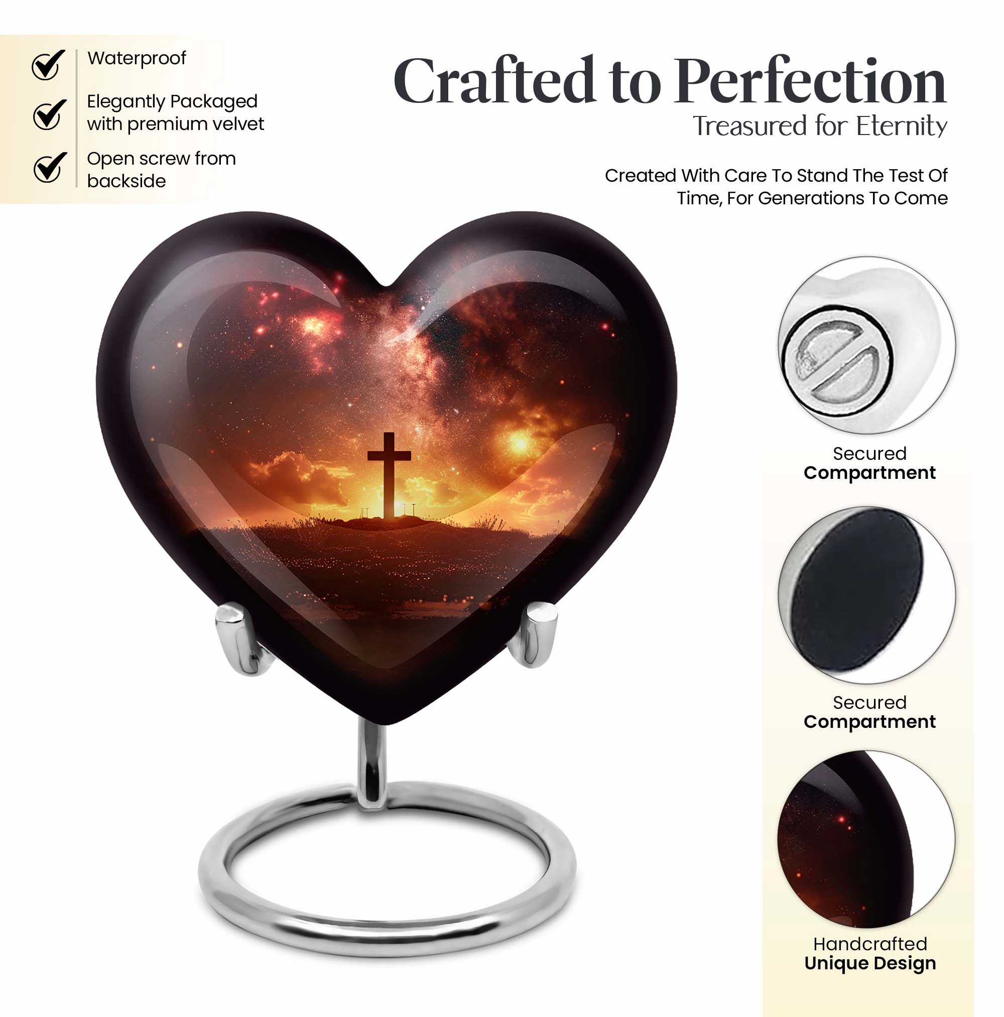 Cross Urn - Elegant Adult Funeral Memorial Urn for Female