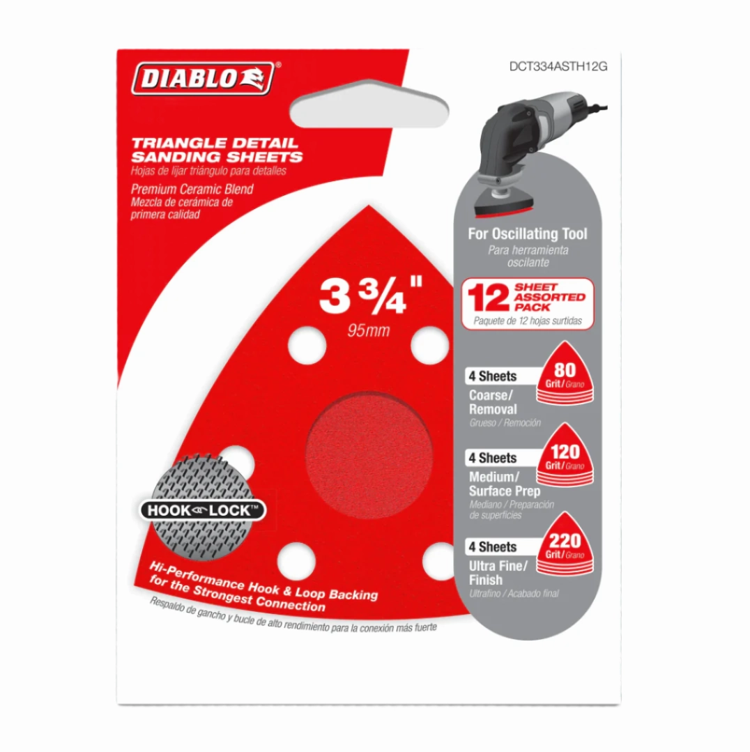 Diablo Tools DCT318120H10G - Diablo Tools 3-1/8" 120-Grit Osc. Detail Triangle Sanding Sheets (10-Pack)