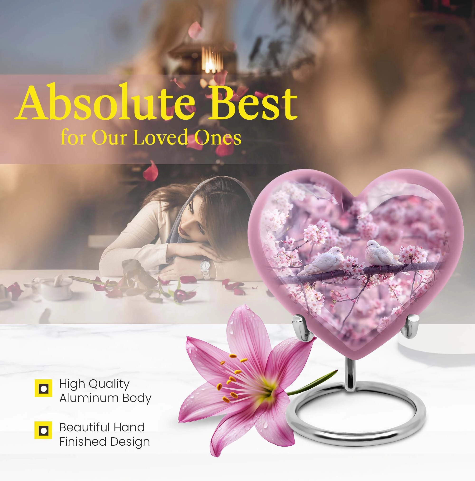 Dove Embrace Harmony Urn - Tranquil Heart Memorial Tribute