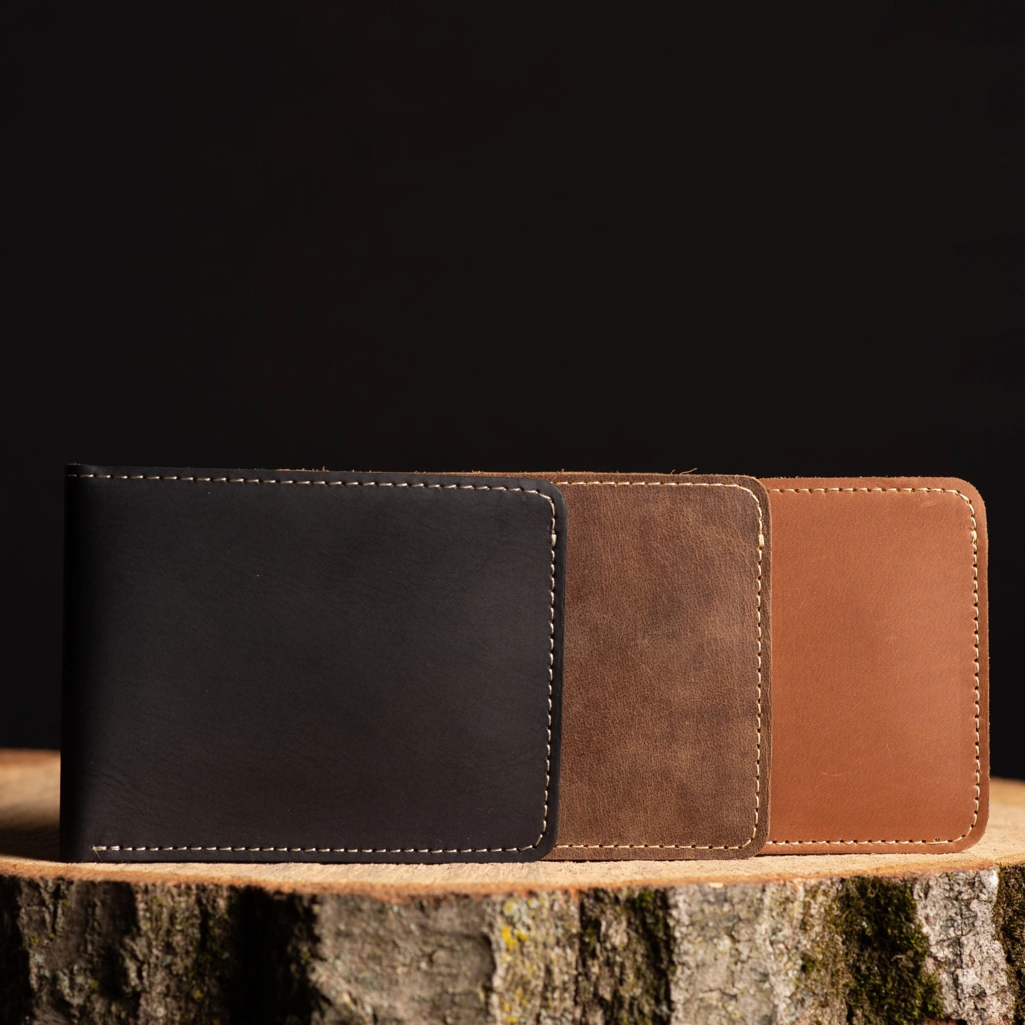 Engraved Brown Full Grain Leather Minimalist Wallet