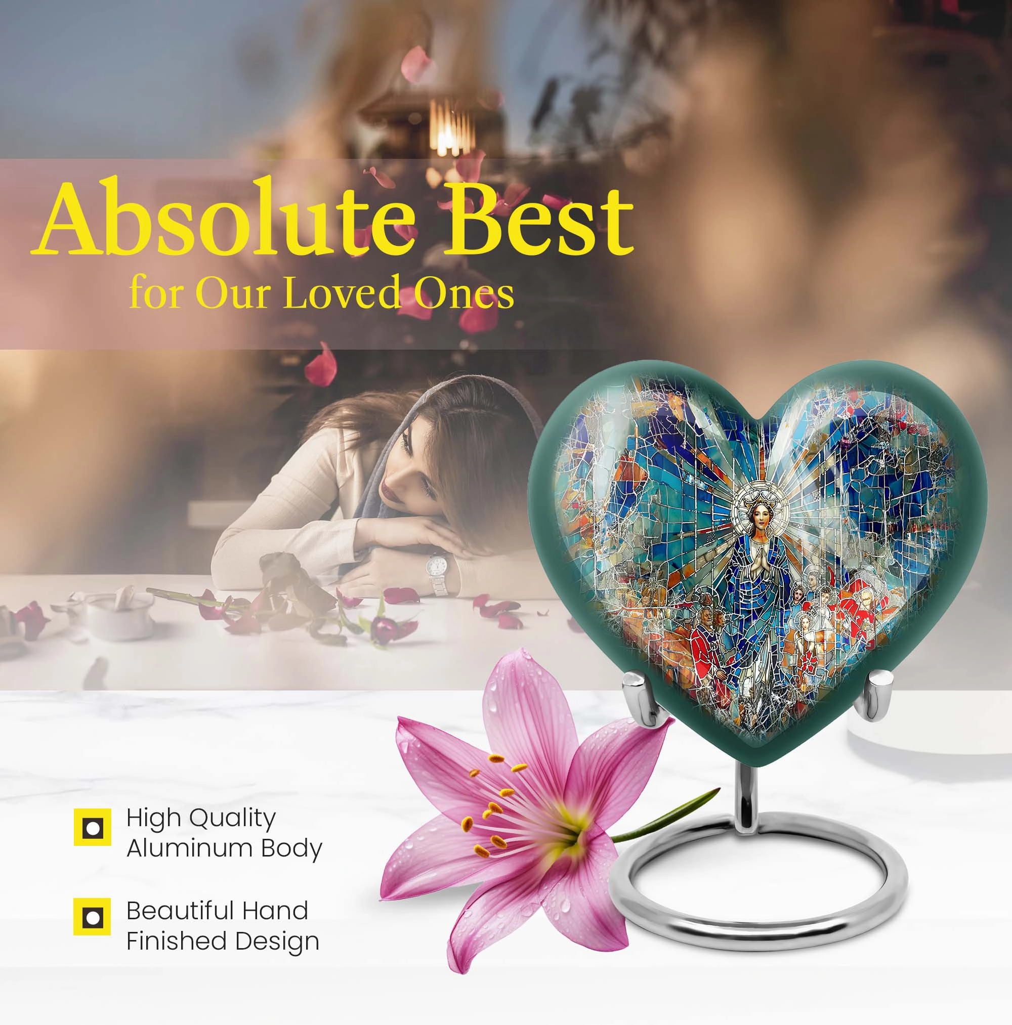 Eternal Elegance: Stained Glass Memorial Burial Urn Exquisite Craftsmanship