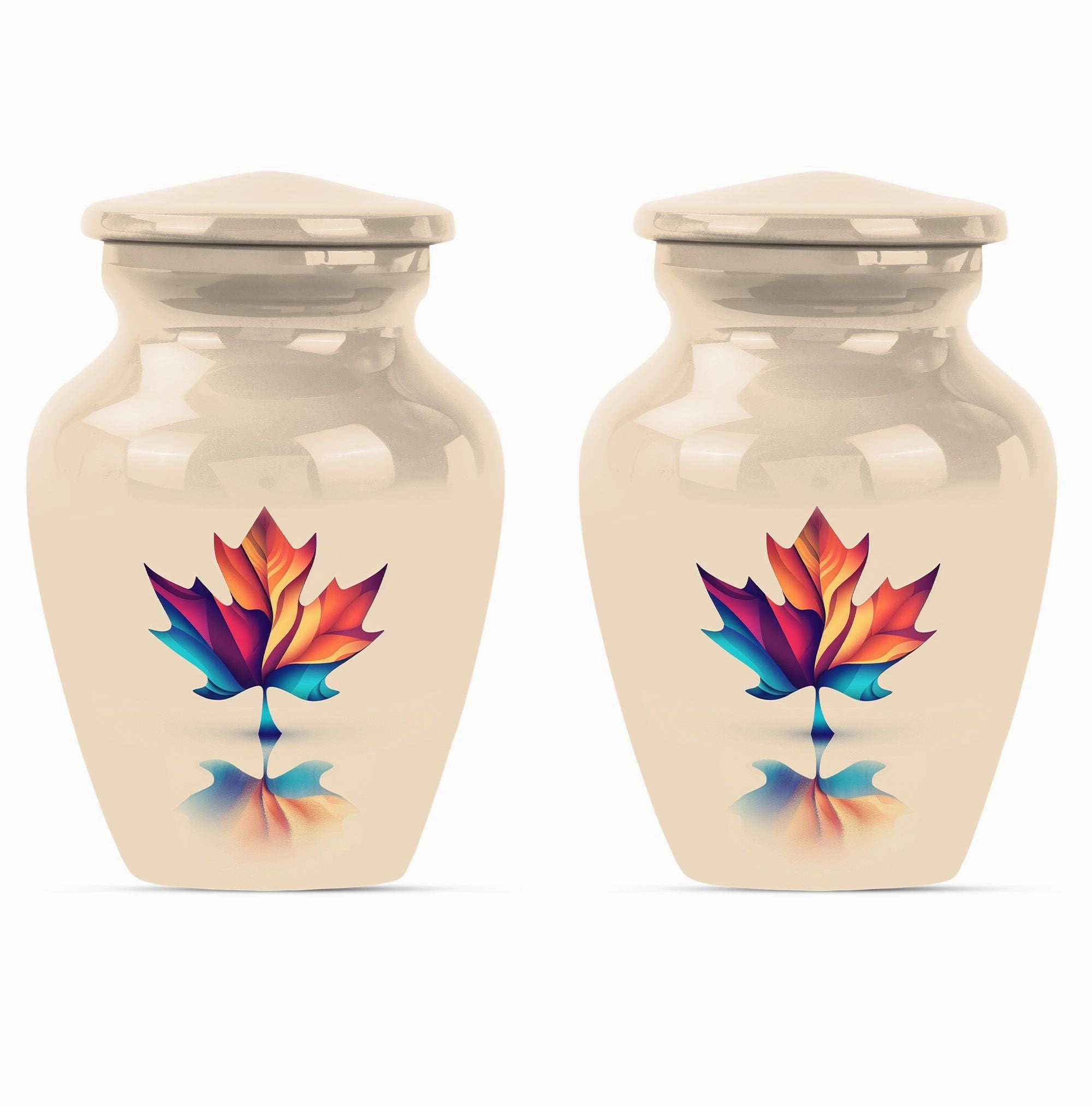 Floral Embrace Mapple Leaf Urn - Container For Human Ashes