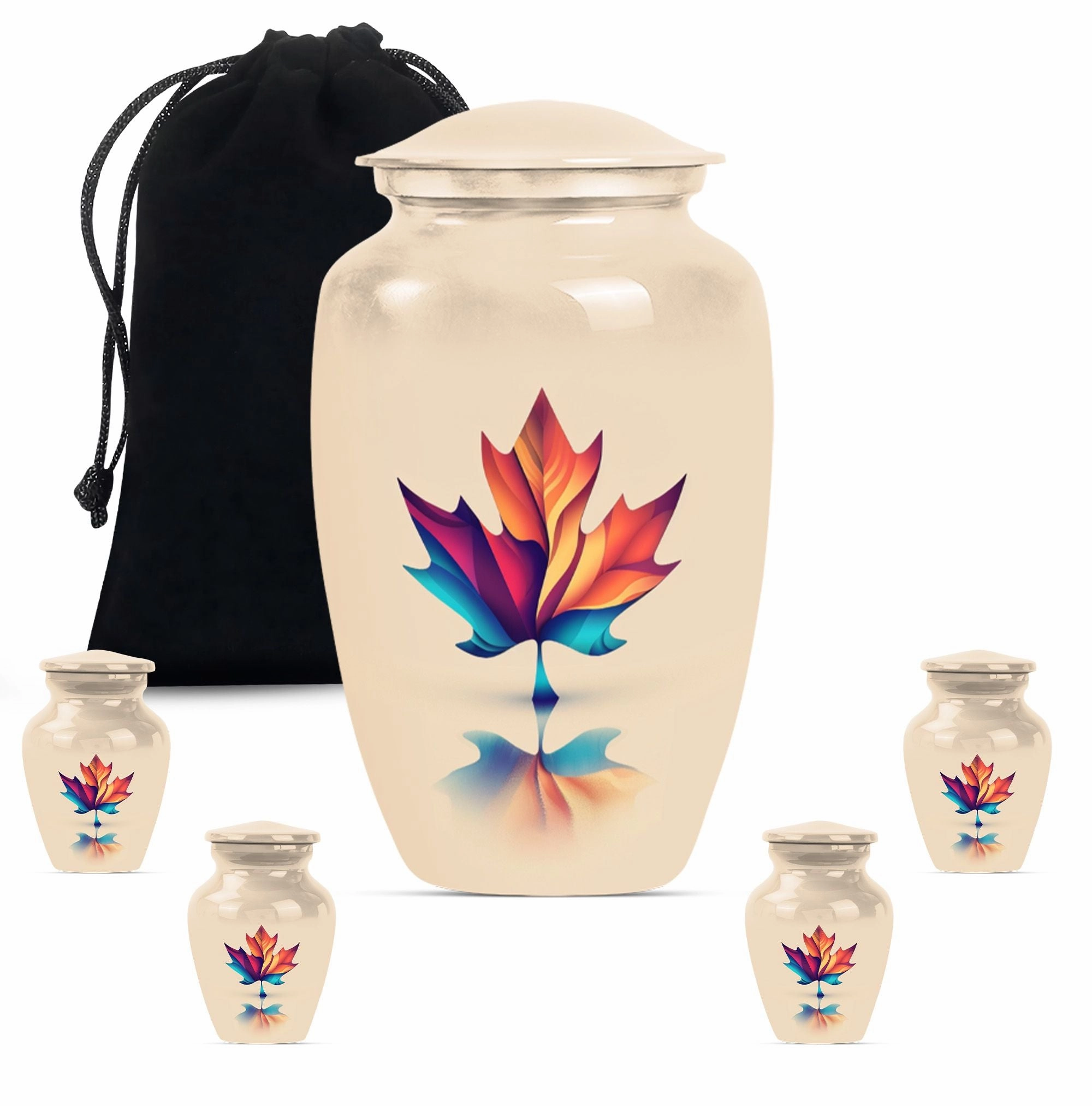 Floral Embrace Mapple Leaf Urn - Container For Human Ashes