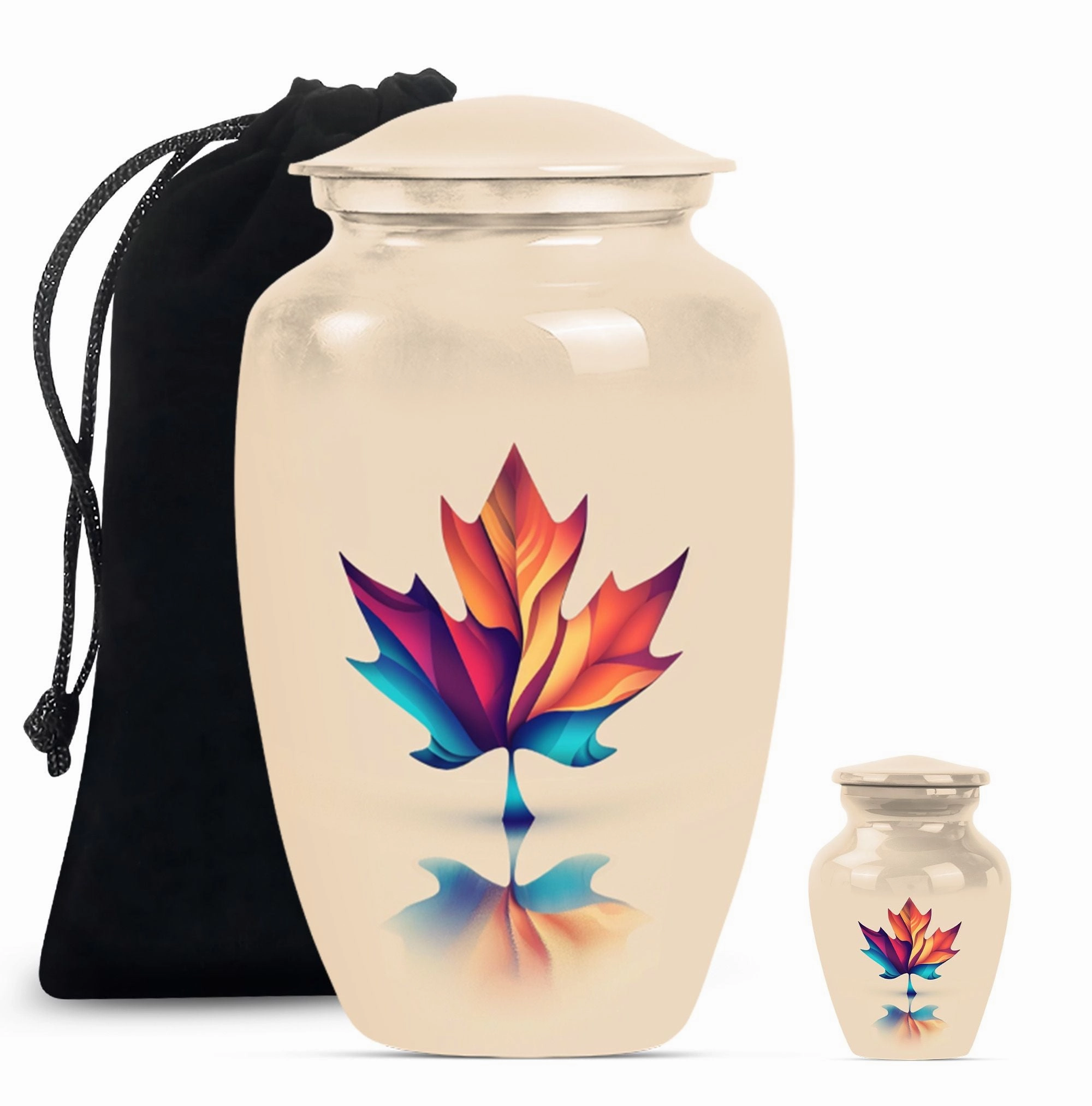 Floral Embrace Mapple Leaf Urn - Container For Human Ashes