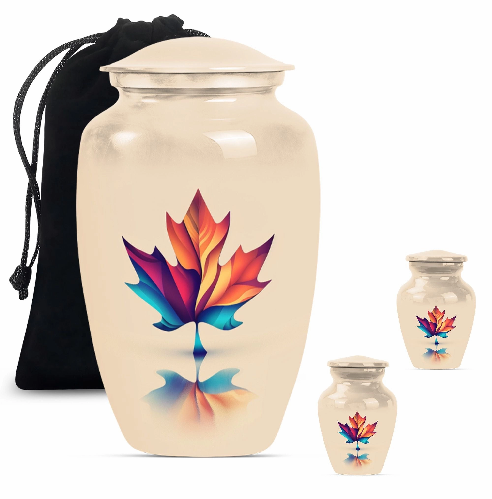 Floral Embrace Mapple Leaf Urn - Container For Human Ashes