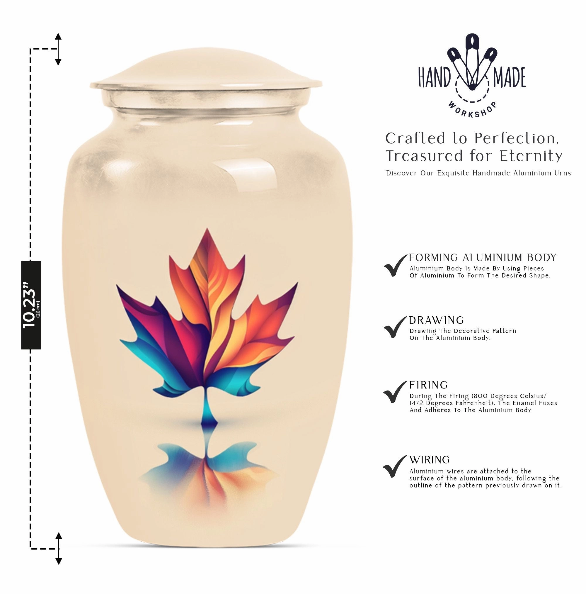 Floral Embrace Mapple Leaf Urn - Container For Human Ashes