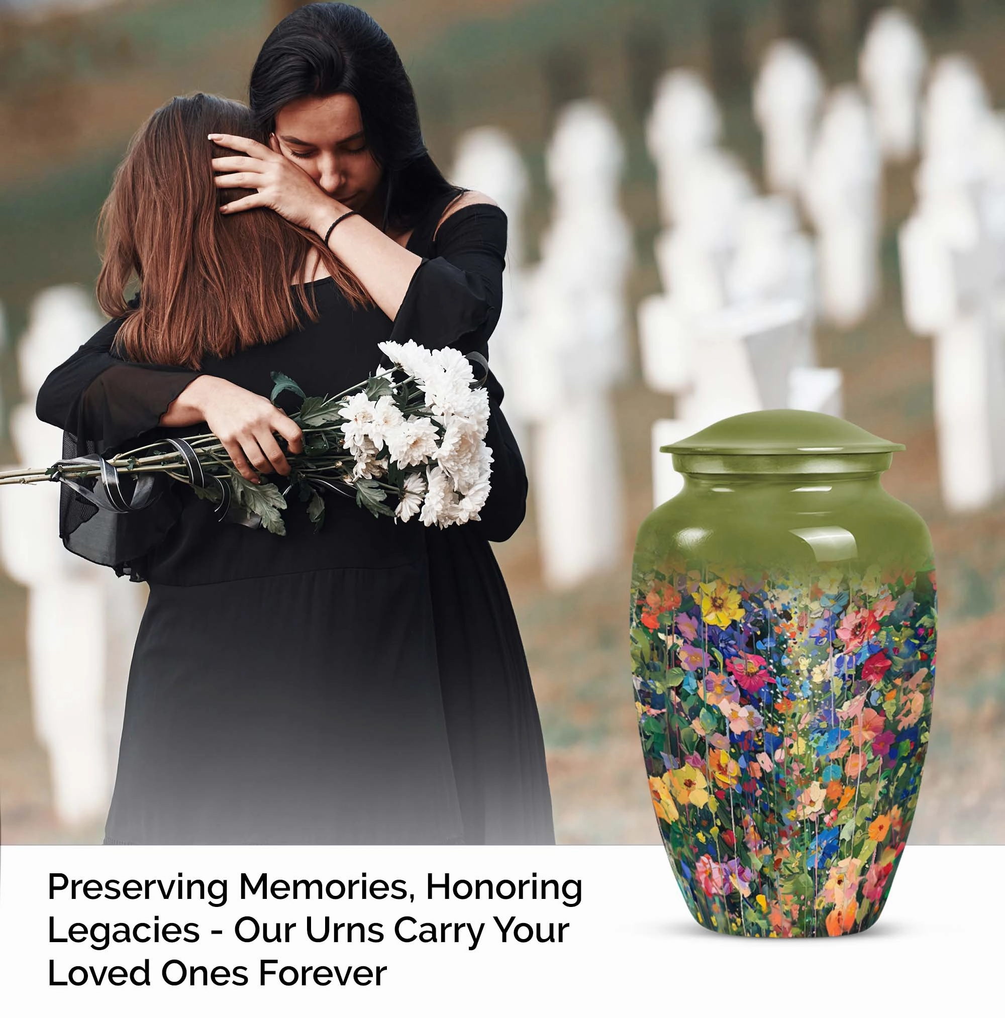 FLOWERS Urn Tribute: Classic-Style Memorial Urn for Male Adults