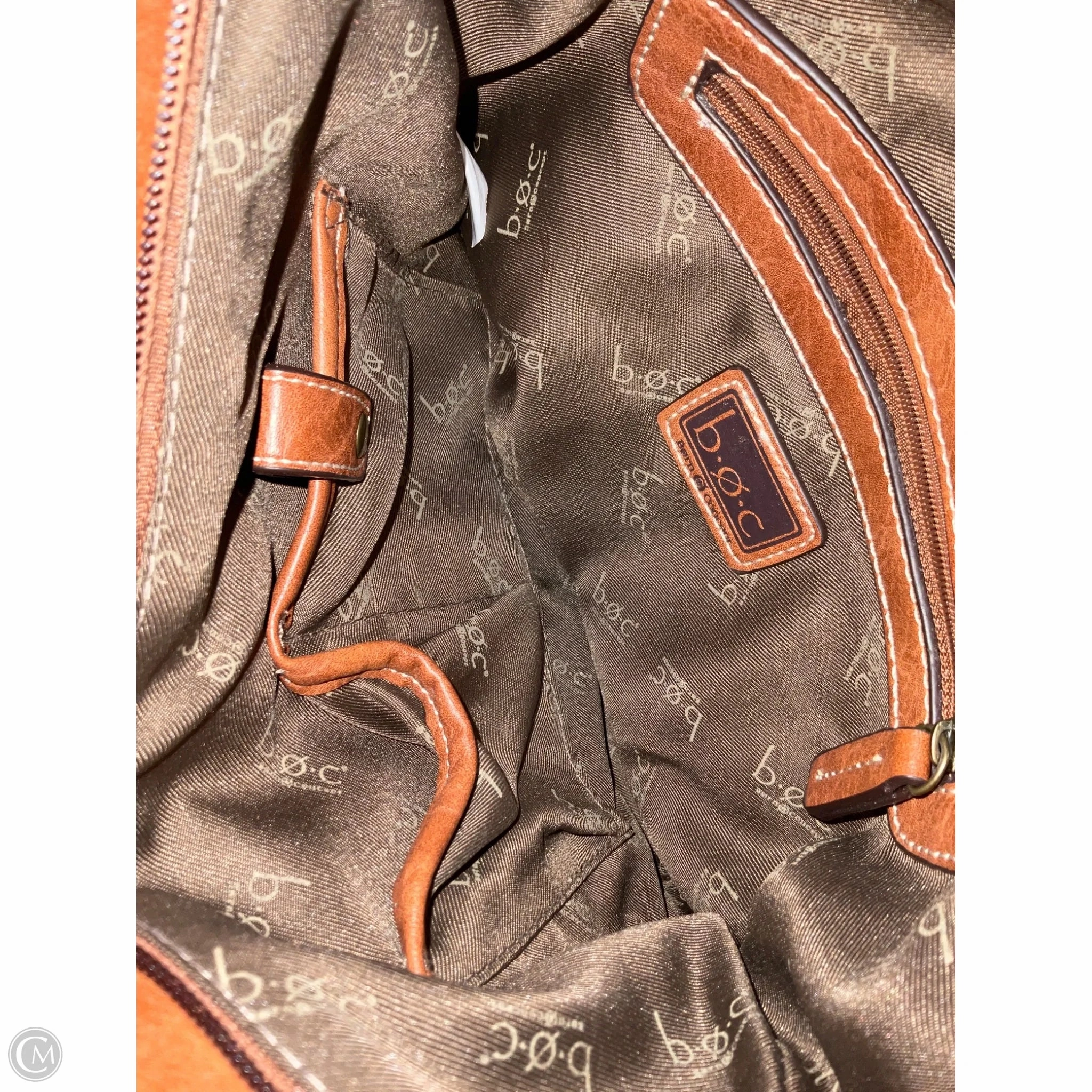 Handbag Leather By Born, Size: Medium