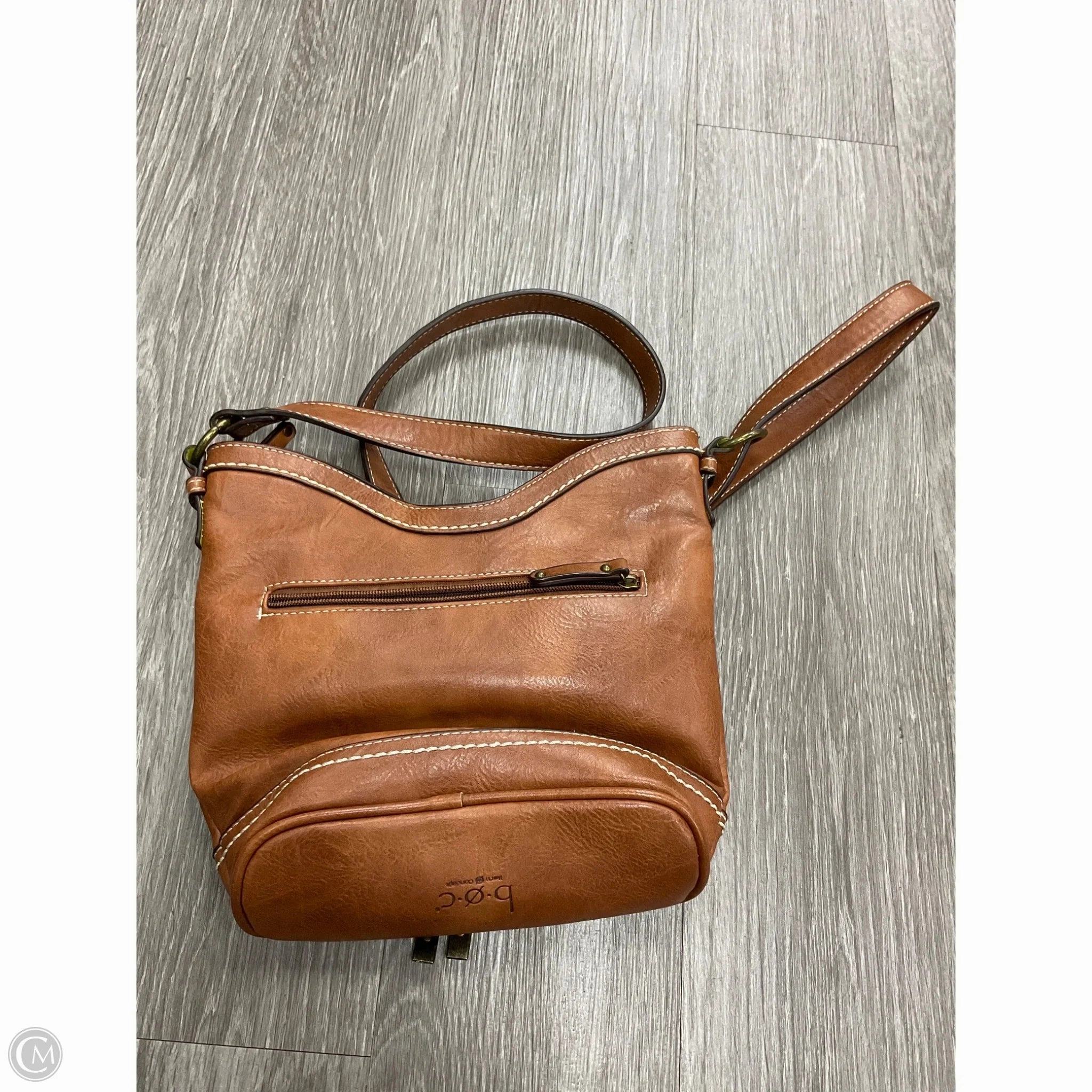 Handbag Leather By Born, Size: Medium