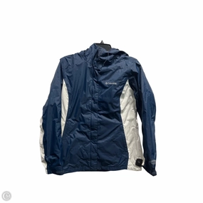 Jacket Windbreaker By Columbia In Blue & White, Size: S