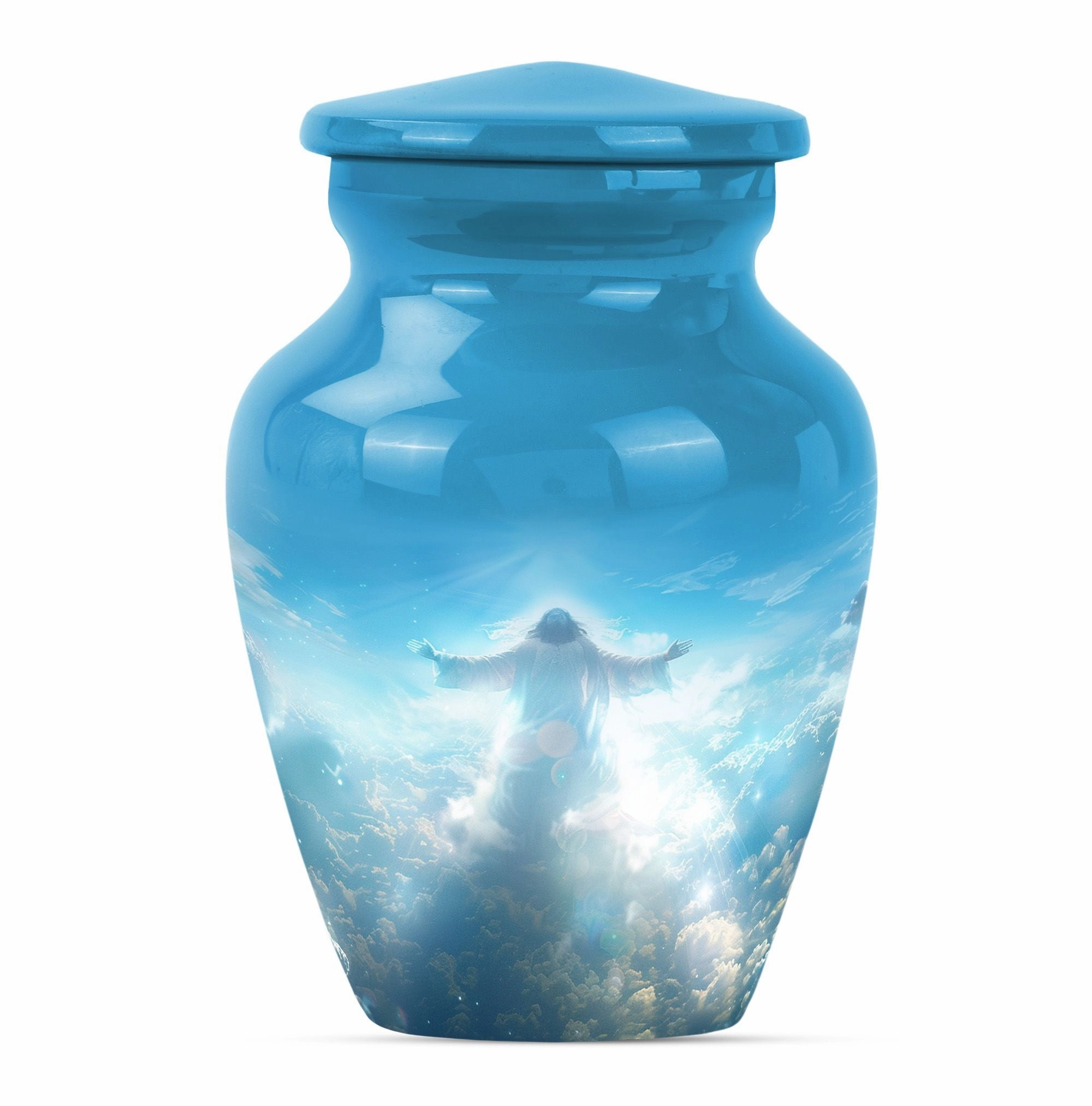 Jesus Emblazed Cremation Urn - Container For Human Remains