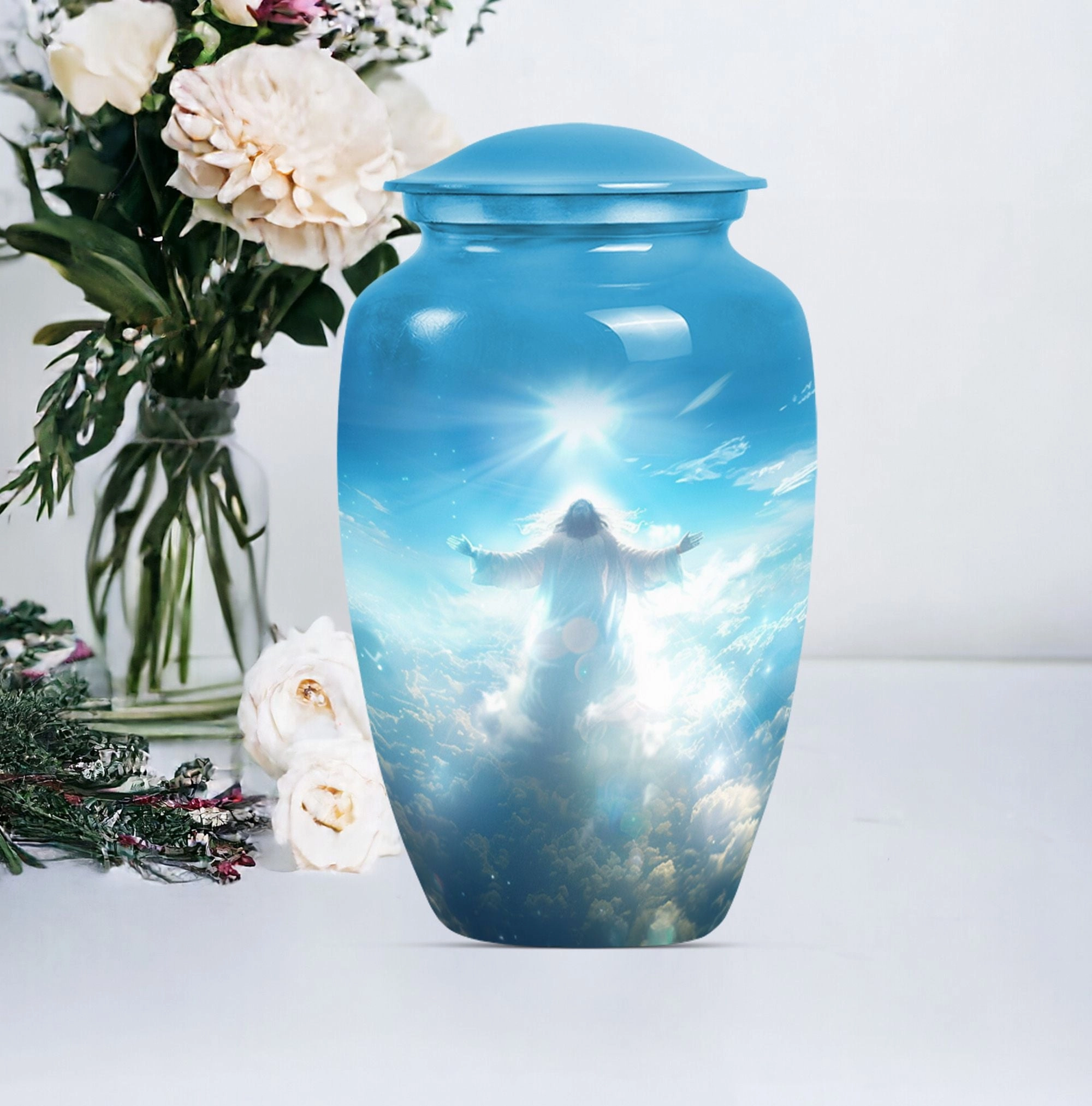 Jesus Emblazed Cremation Urn - Container For Human Remains
