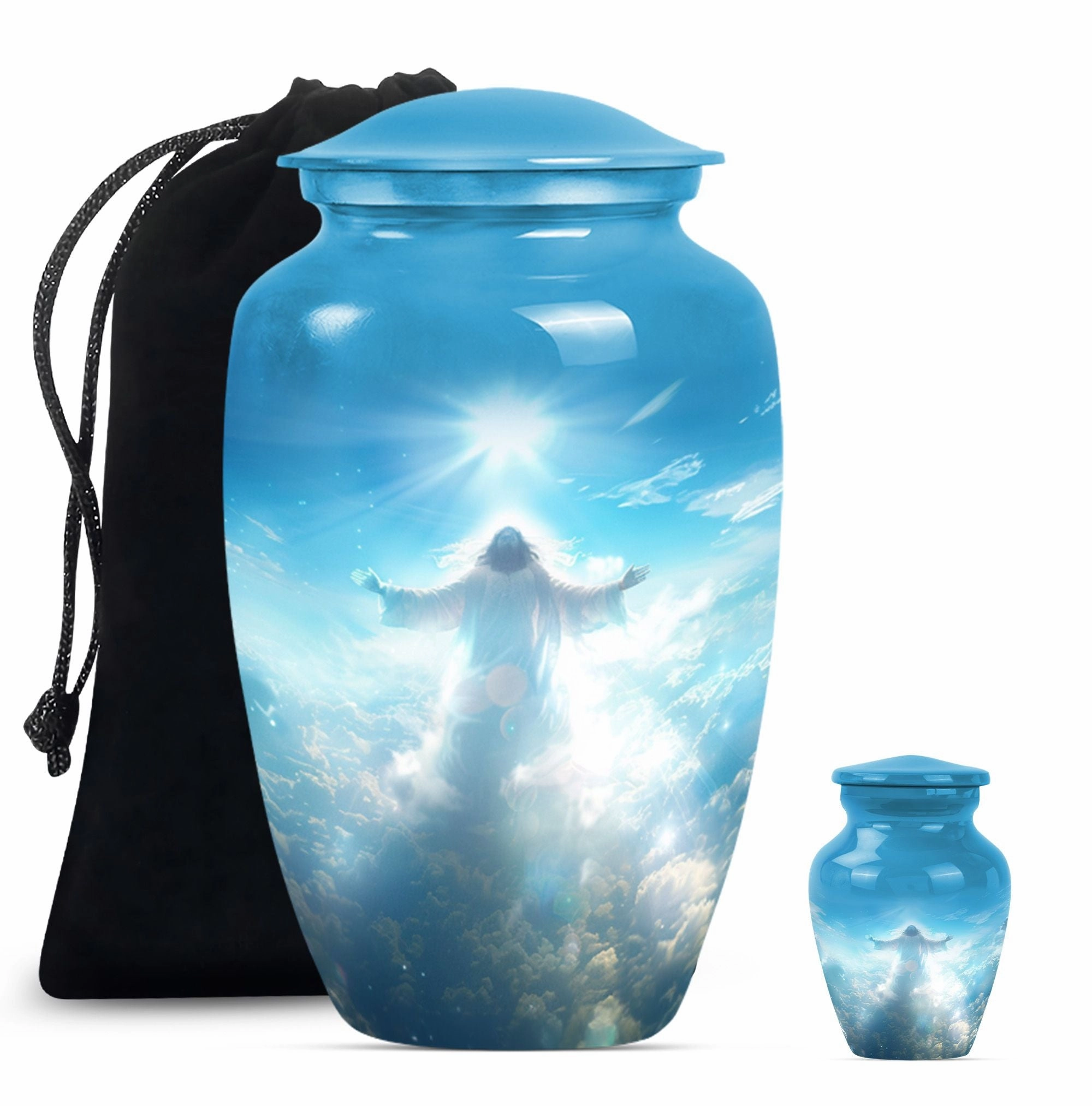 Jesus Emblazed Cremation Urn - Container For Human Remains