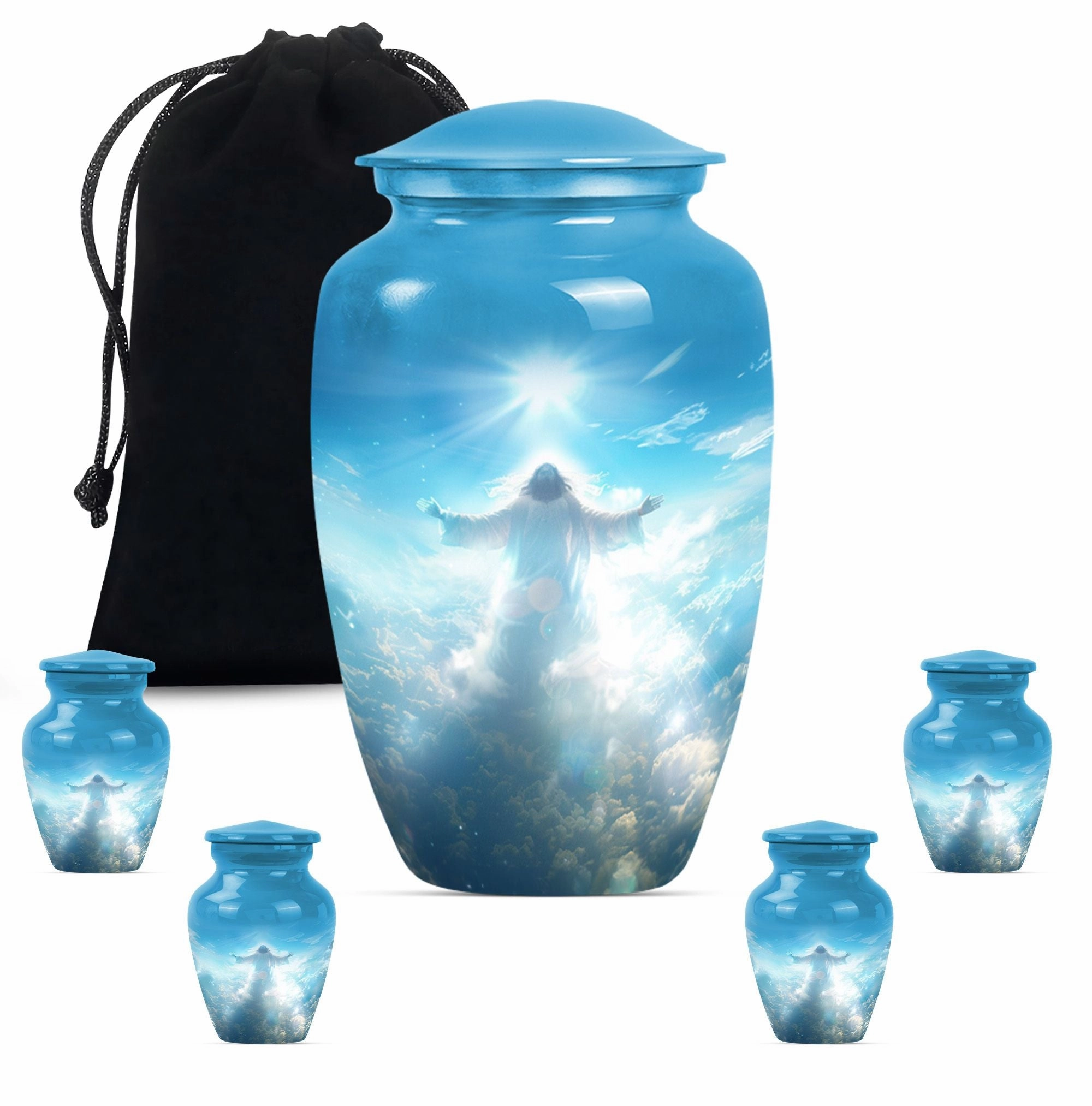 Jesus Emblazed Cremation Urn - Container For Human Remains