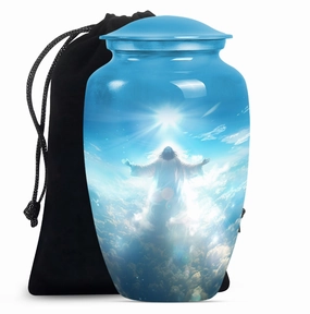 Jesus Emblazed Cremation Urn - Container For Human Remains