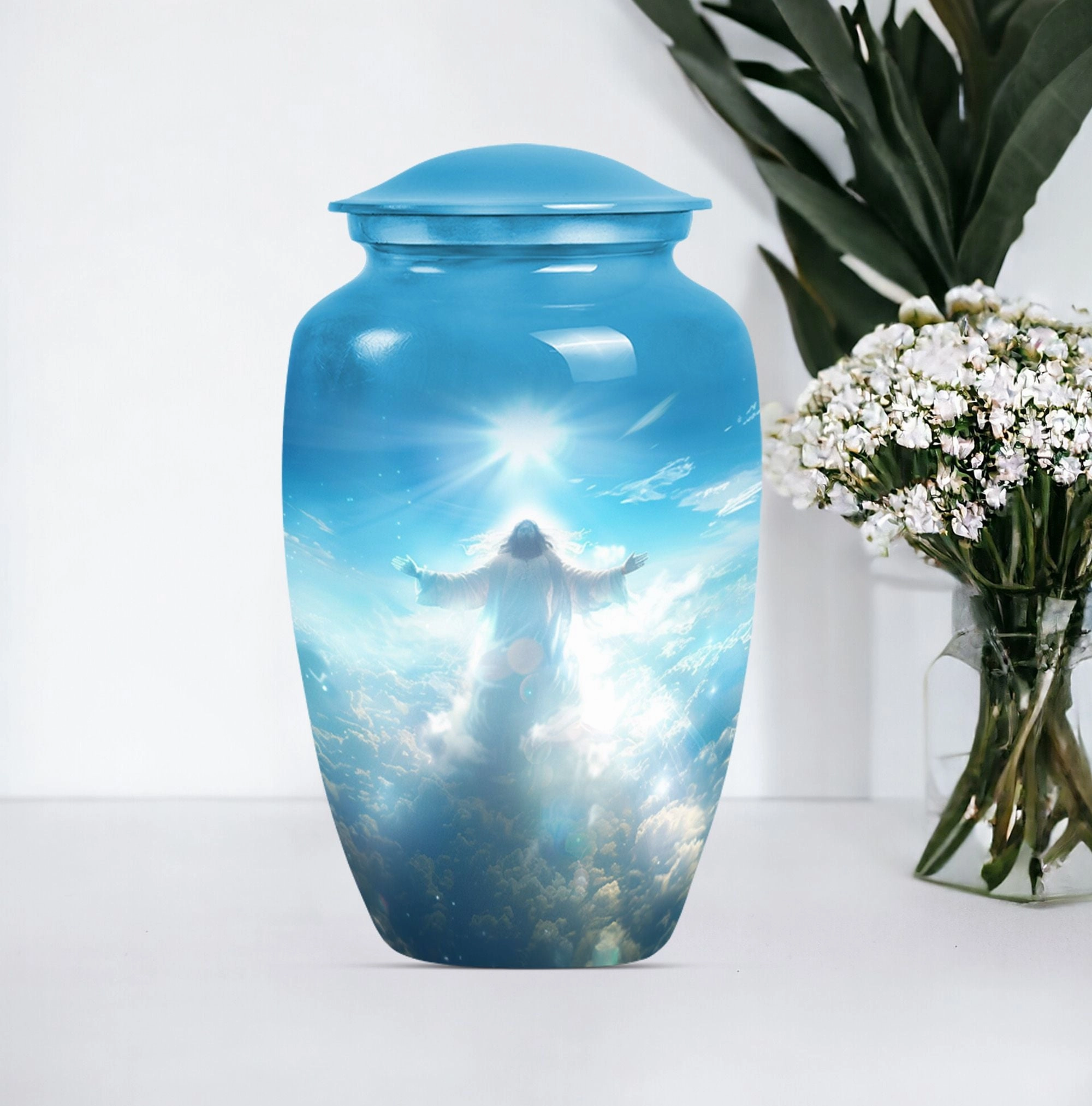 Jesus Emblazed Cremation Urn - Container For Human Remains