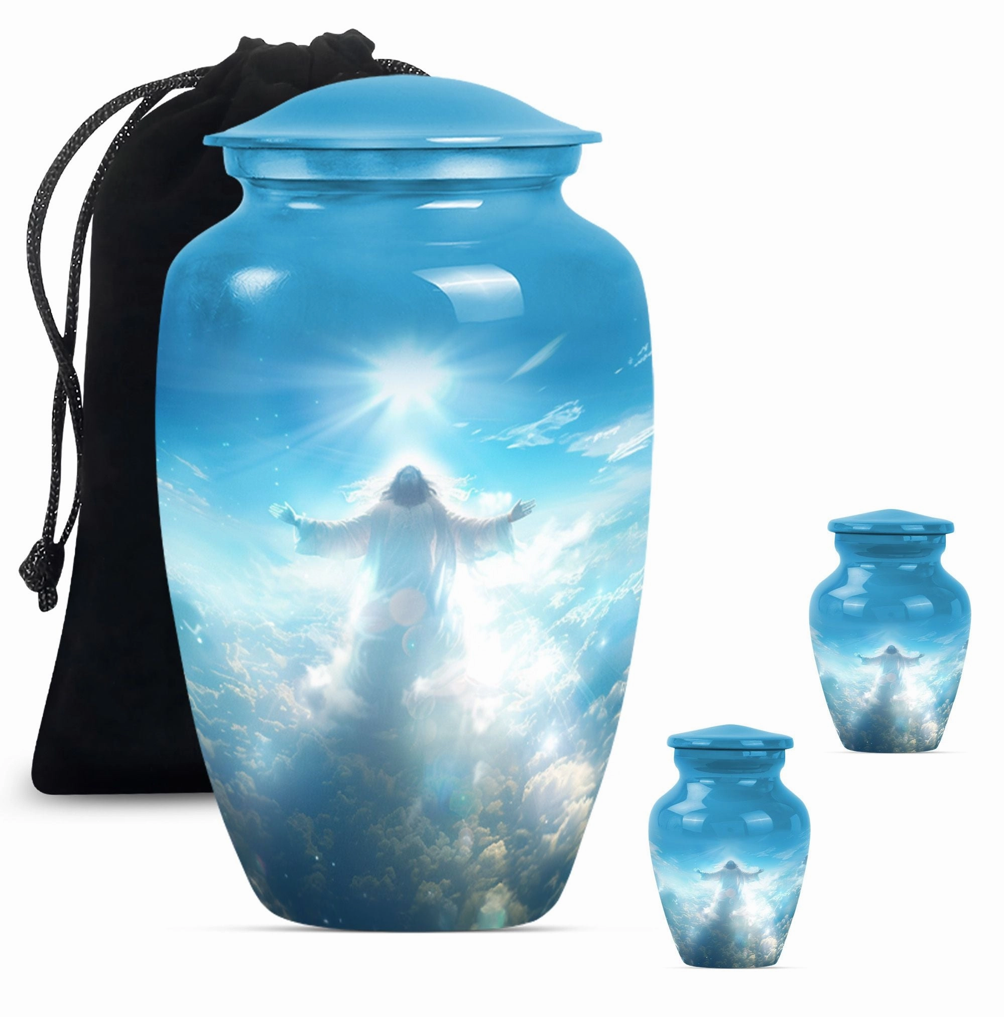 Jesus Emblazed Cremation Urn - Container For Human Remains