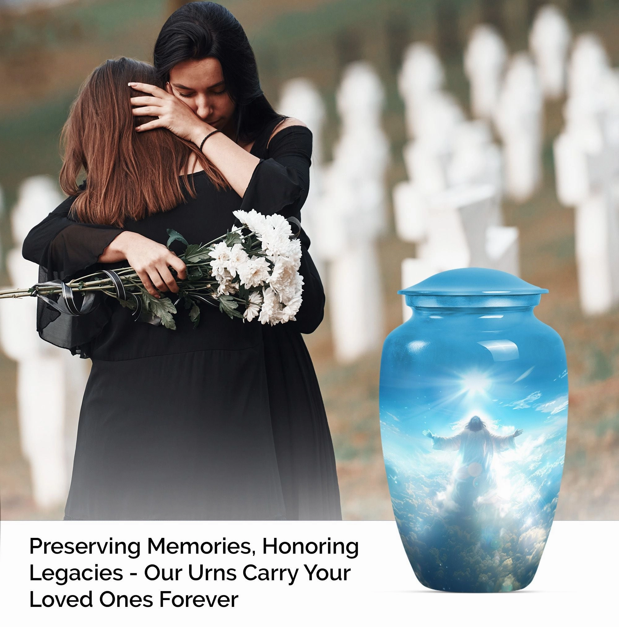 Jesus Emblazed Cremation Urn - Container For Human Remains
